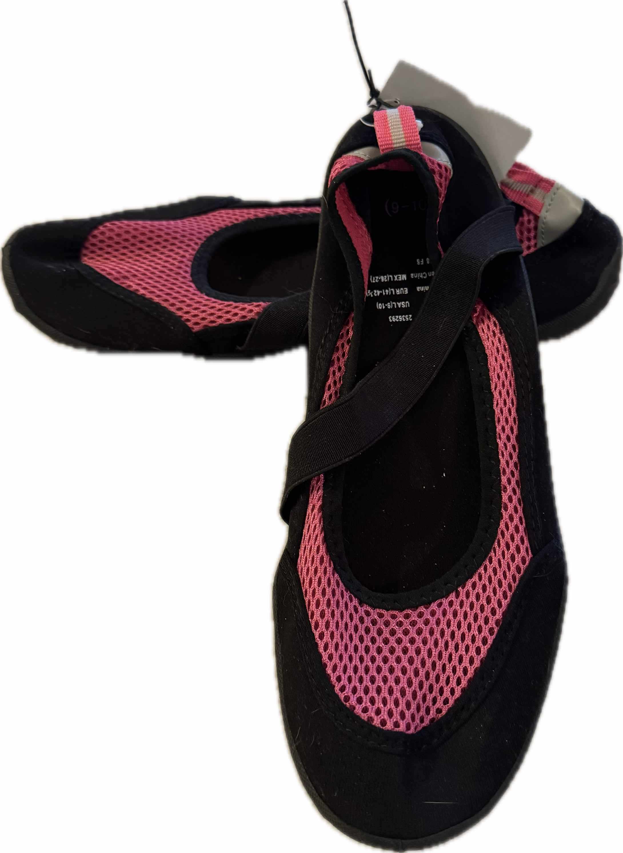 Photo 1 of 2- WOMENS SHOES, PINK RIALTO JELLY BALLET FLATS AND BLACK/PINK WATER SHOES, SIZE 10