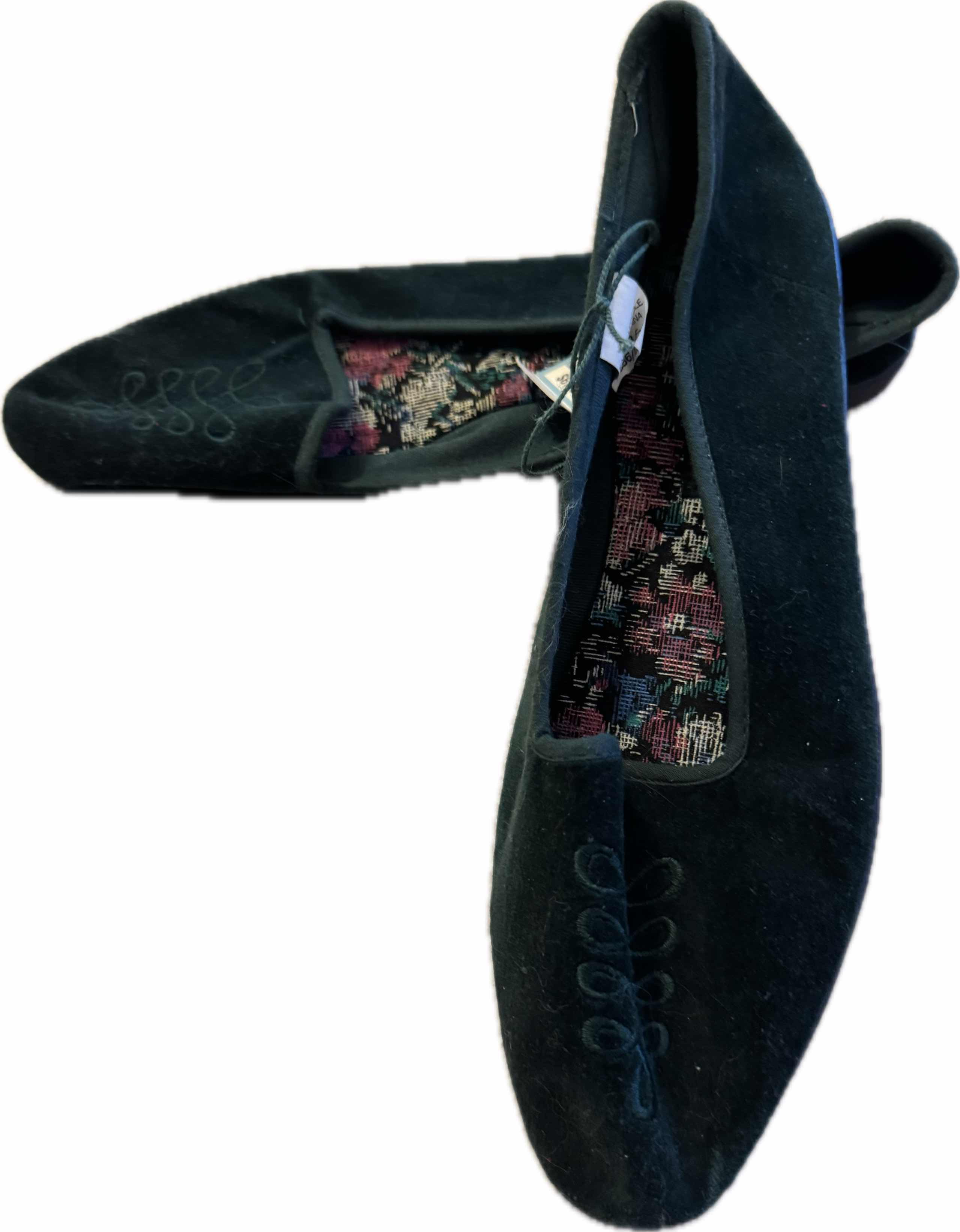 Photo 1 of 3- NEW WOMENS SHOES SIZE 8, BLUE AND GREEN JUST FOR KICKS SLIP ON SHOES. BLACK FOAM SLIPPERS SIZE LARGE