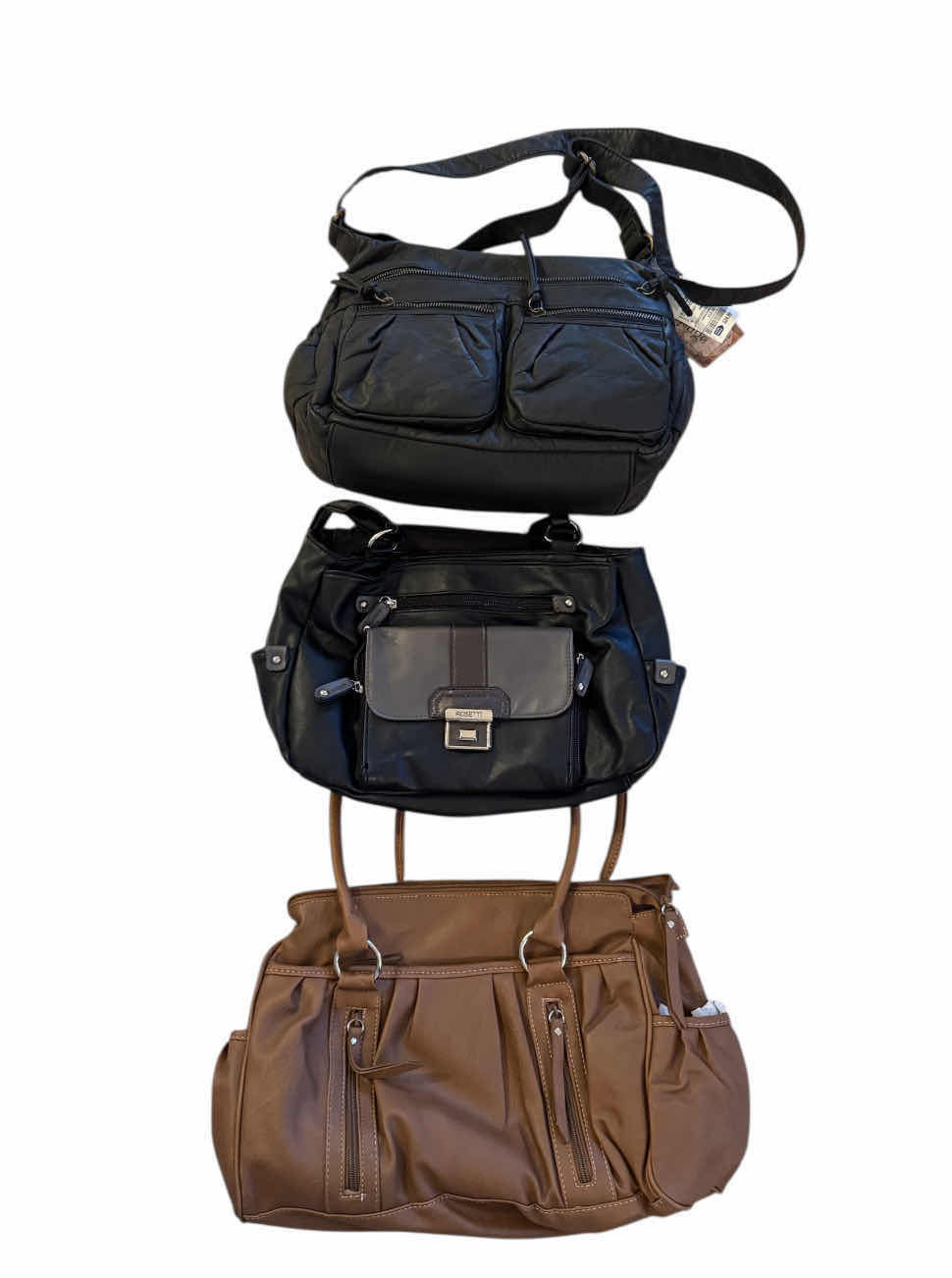 Photo 1 of 55
3- WOMENS HANDBAGS PURSES, BLACK LEATHER ROSETTI HANDBAG PURSE, BLACK BUENO HERITAGE HANDBAG PURSE, BROWN FAUX LEATHER HANDBAG