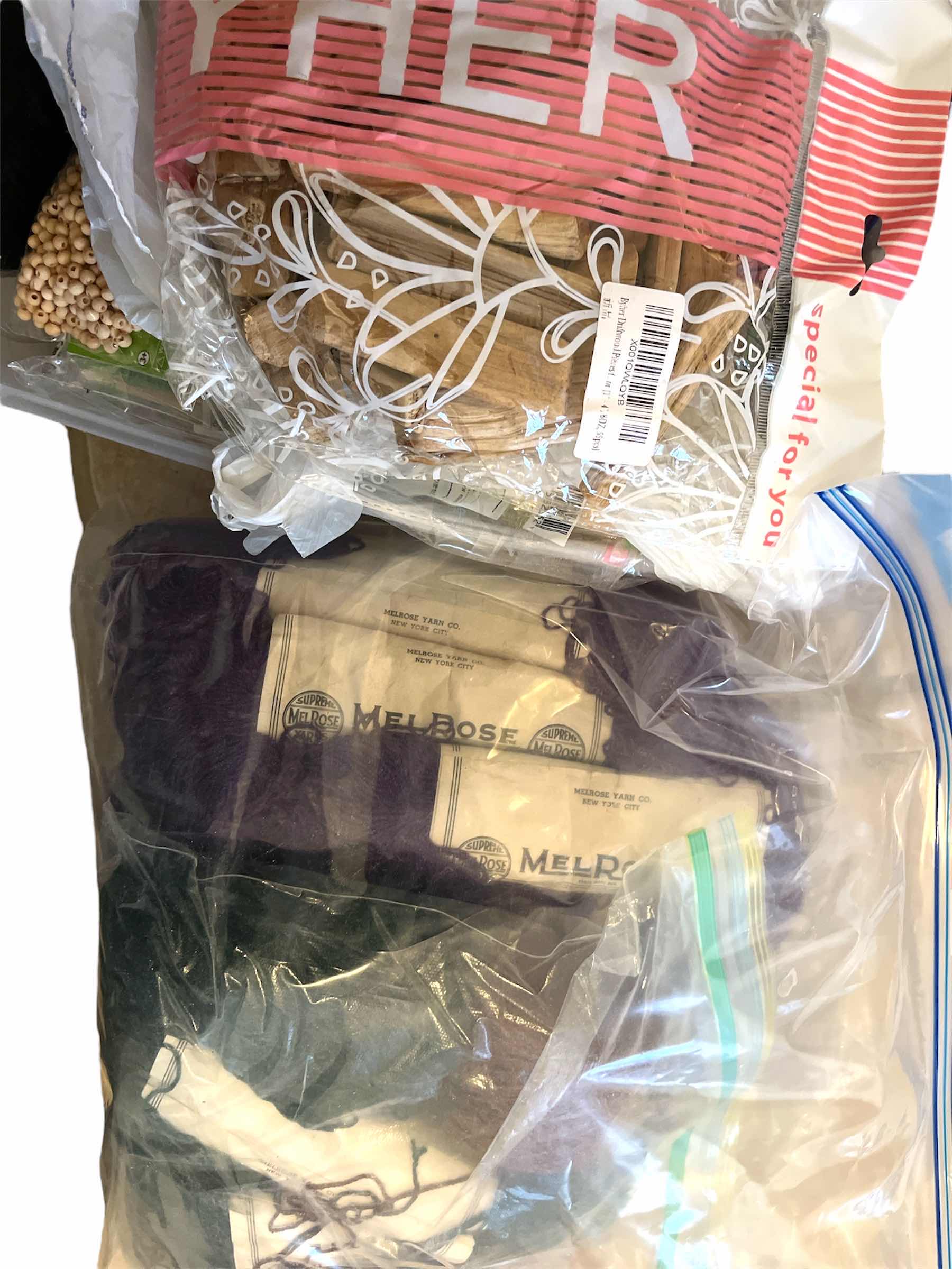 Photo 1 of ASSORTED CRAFTING SUPPLIES WOOD AND MELROSE YARN