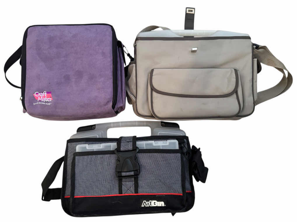 Photo 1 of 3- ART STORAGE BAGS, BLACK/RED ART BIN STORAGE BIN BAG, PURPLE CRAFT MATES ART STORAGE BAG, GRAY STORAGE BIN BAG