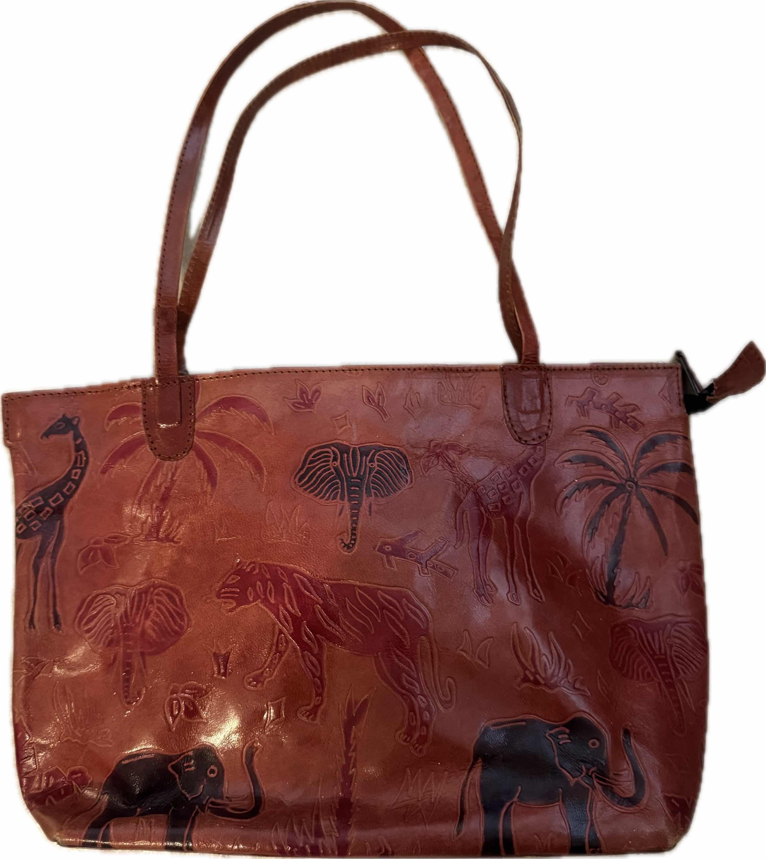 Photo 1 of 3- WOMENS LEATHER HANDBAGS, WINE/ANIMAL DESIGN, WINE ANIMAL DESIGN, LIGHT GRAY