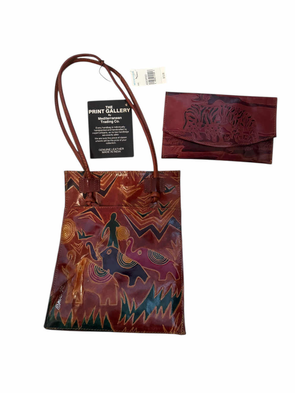 Photo 1 of 3- WOMENS LEATHER HANDBAGS, WINE/ANIMAL DESIGN, WINE ANIMAL DESIGN, LIGHT GRAY