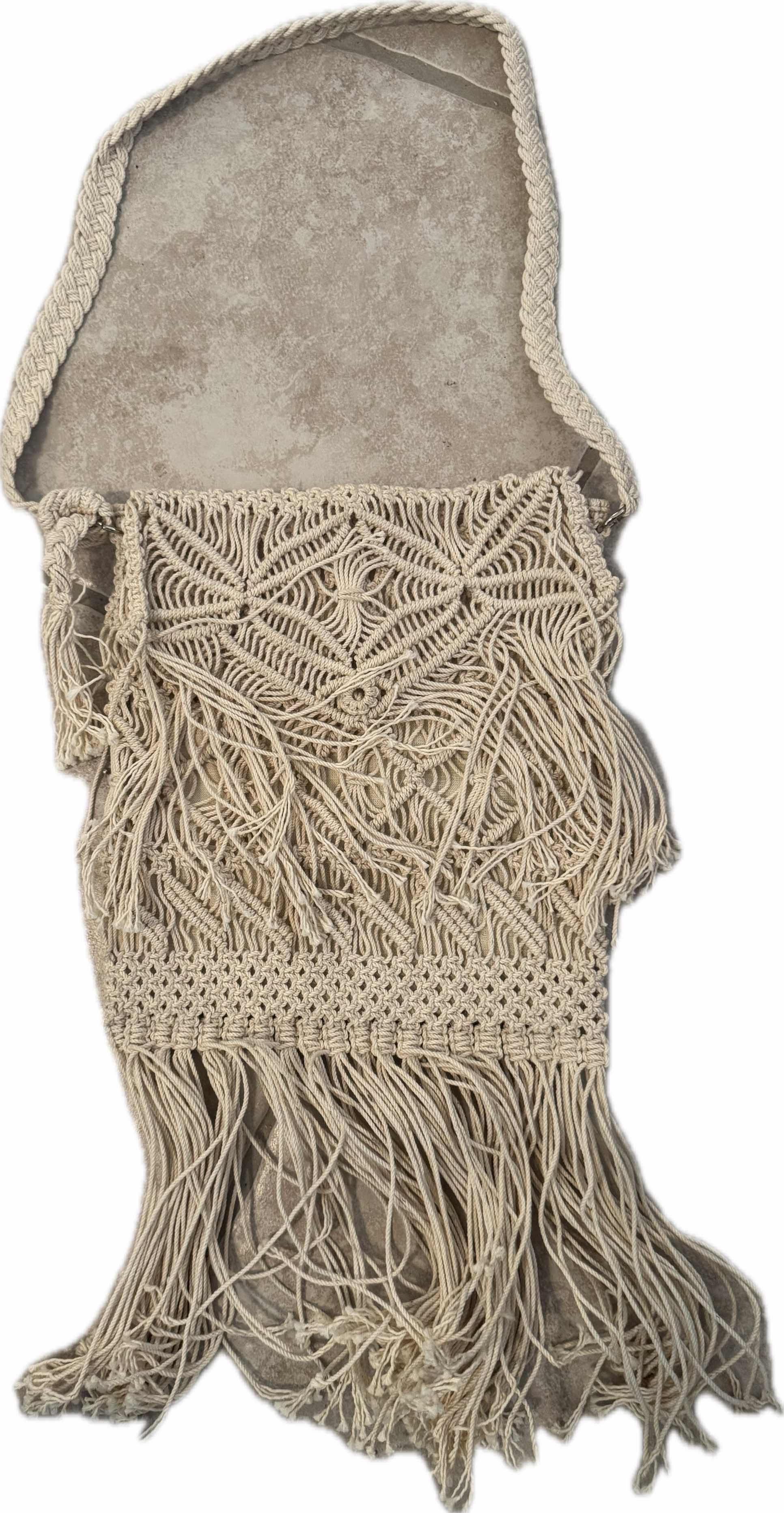 Photo 1 of 3- WOMENS HANDBAGS PURSES, BOHO FASHION, BROWN LEATHER HANDBAG, BEIGE MACRAME HANDBAG CROSSBODY, TAN STRAW HANDBAG PURSE