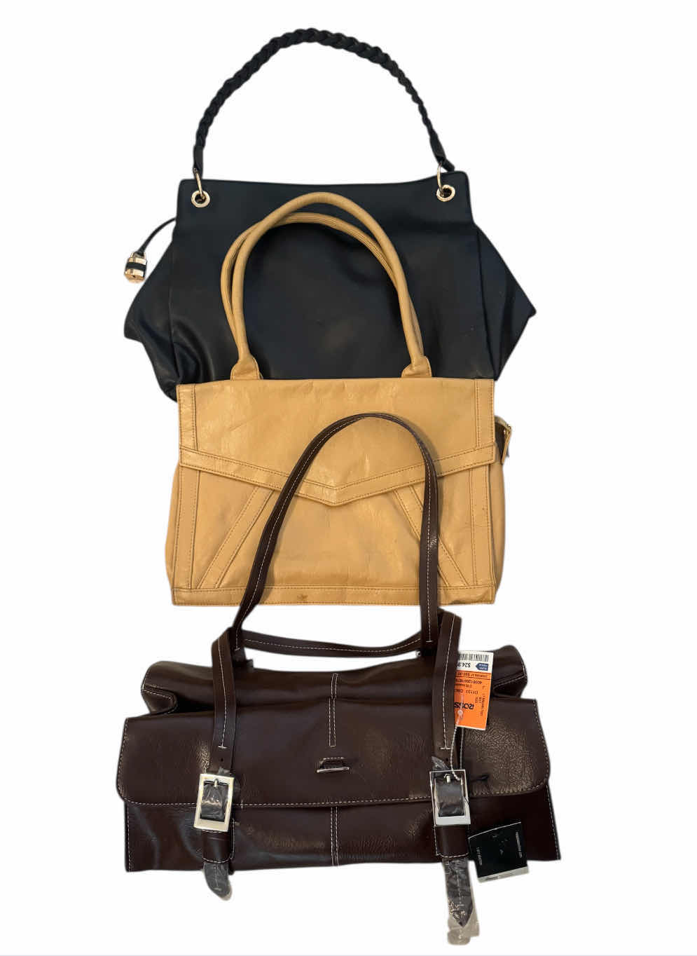 Photo 1 of 3- WOMENS LEATHER HANDBAGS, BROWN KENNETH COLE HANDBACK PURSE, TAN HANDBAG, BLACK/GOLD HANDBAG PURSE