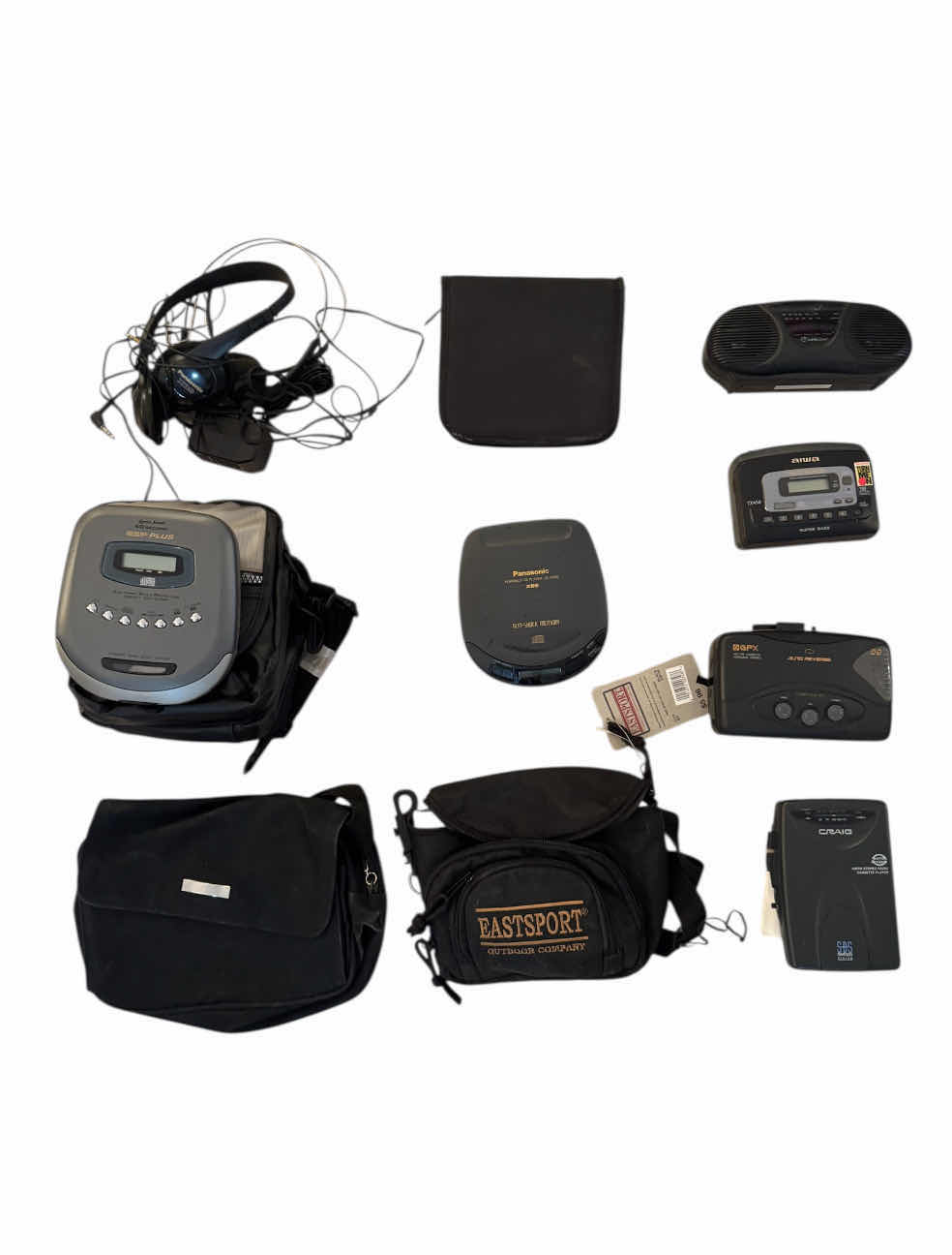 Photo 1 of 100
VINTAGE AM/FM RADIO, LENOX PORTABLE CD PLAYER, AWA CASSETTE TAPE PLAYER, CARRYING CASE, CD HOLDER