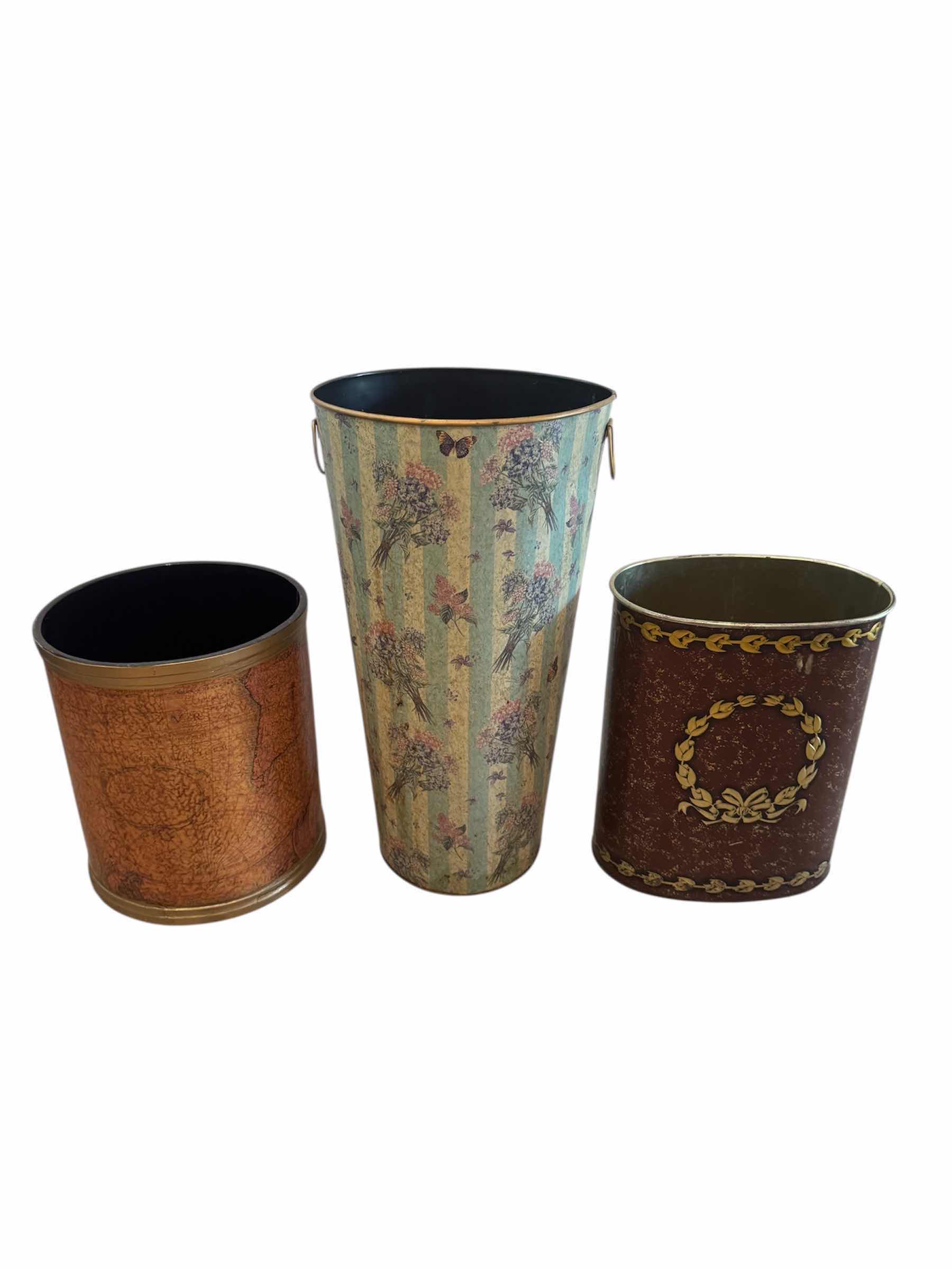 Photo 1 of 75
3- VINTAGE TIN AND WOOD BASKETS, FLOWER PAIL BUCKET, UMBRELLA HOLDER

H20” AND SMALLER