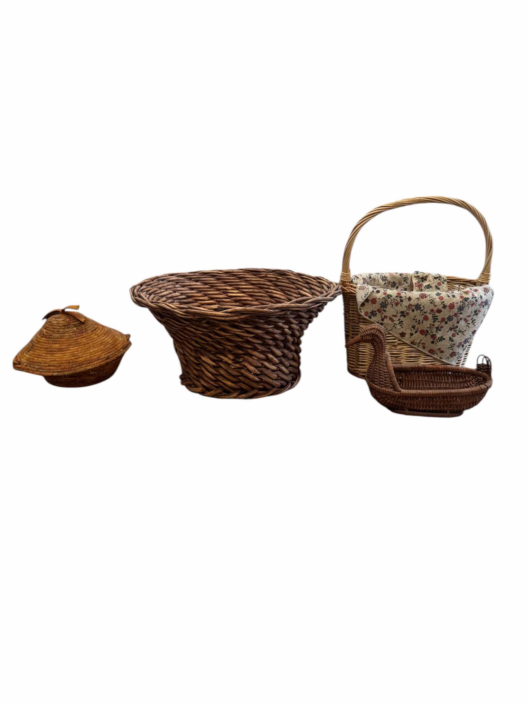 Photo 1 of 55
4- ASSORTED WICKER BASKETS, SWAN BASKET

17” AND SMALLER
