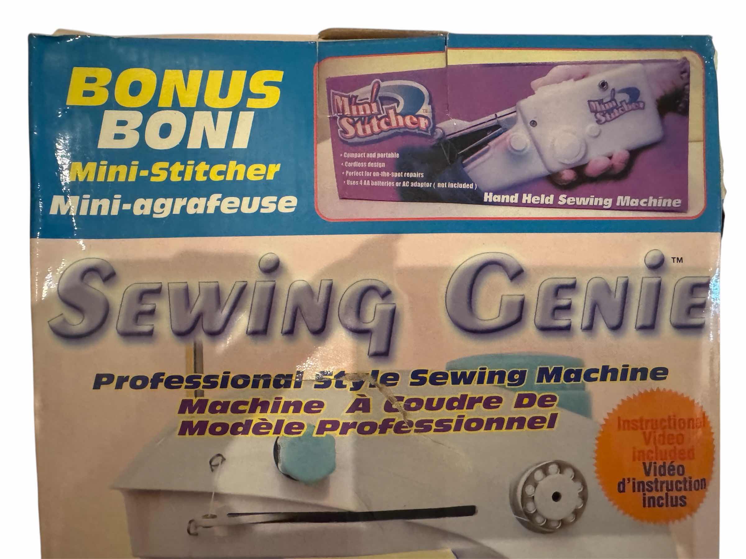 Photo 1 of 35
2- VINTAGE SEWING GENIE AND MINI STITCHER, COMPACT, LIGHTWEIGHT, DOUBLE STITCH, DOUBLE POINT 

BOX DIMENSIONS 
9” X 12”