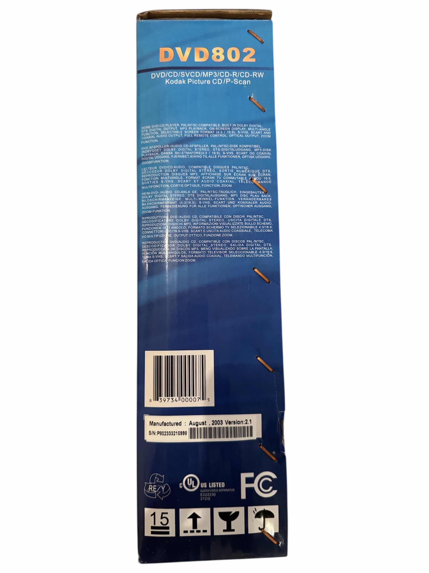 Photo 1 of 89
NEW IN BOX VINTAGE DVD PLAYER AND CD PLAYER, DVD 802 DVD/CD/SVCD/MP3/CD-R/CD-RW KODAK PICTURE CD/P-SCAN