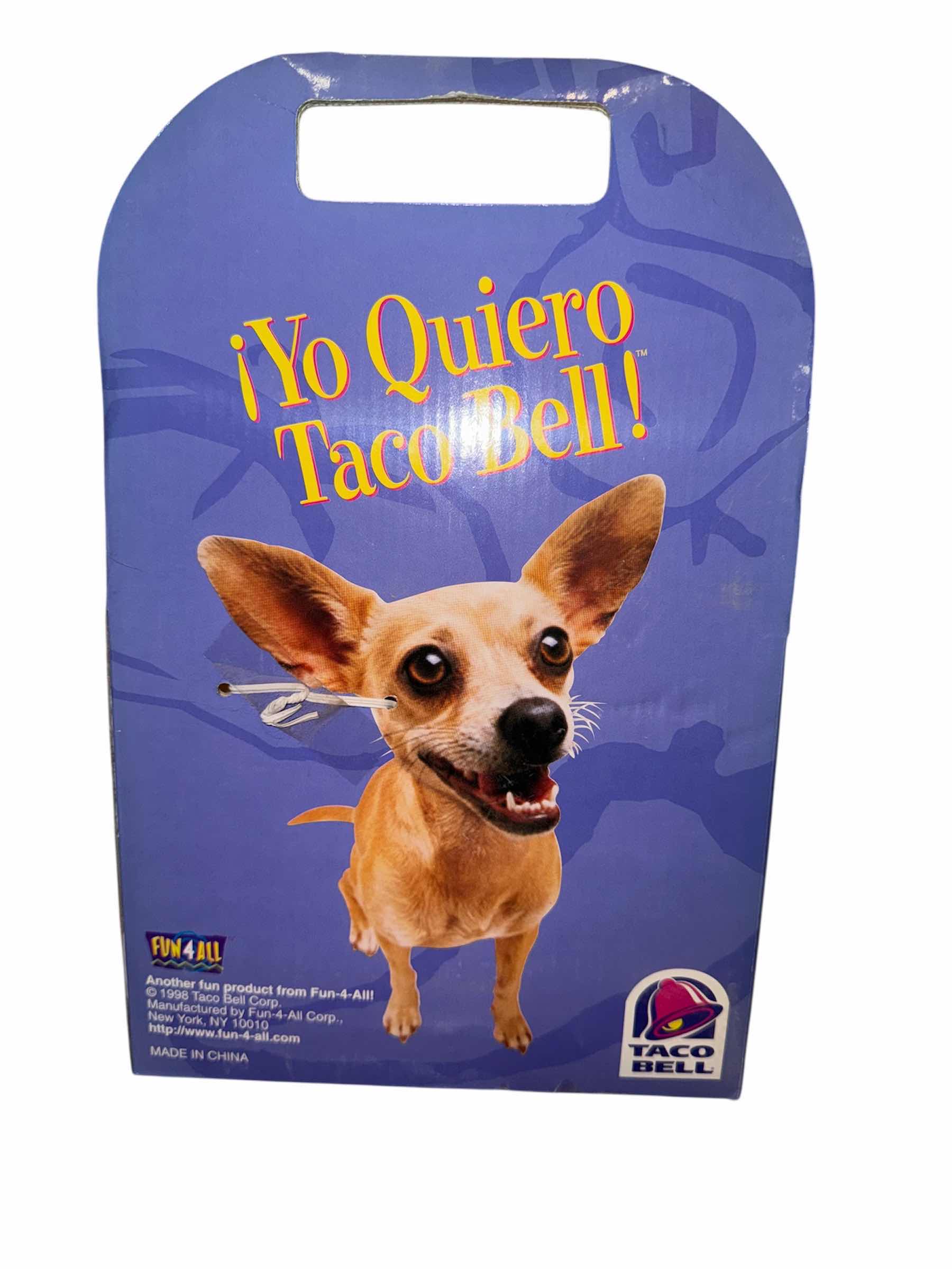 Photo 1 of 35
VINTAGE 90’S TACO BELL TALKING  PLUSH DOG, COLLECTABLE ITEM, YO QUIERO TACO BELL, NEEDS BATTERIES.

H12”