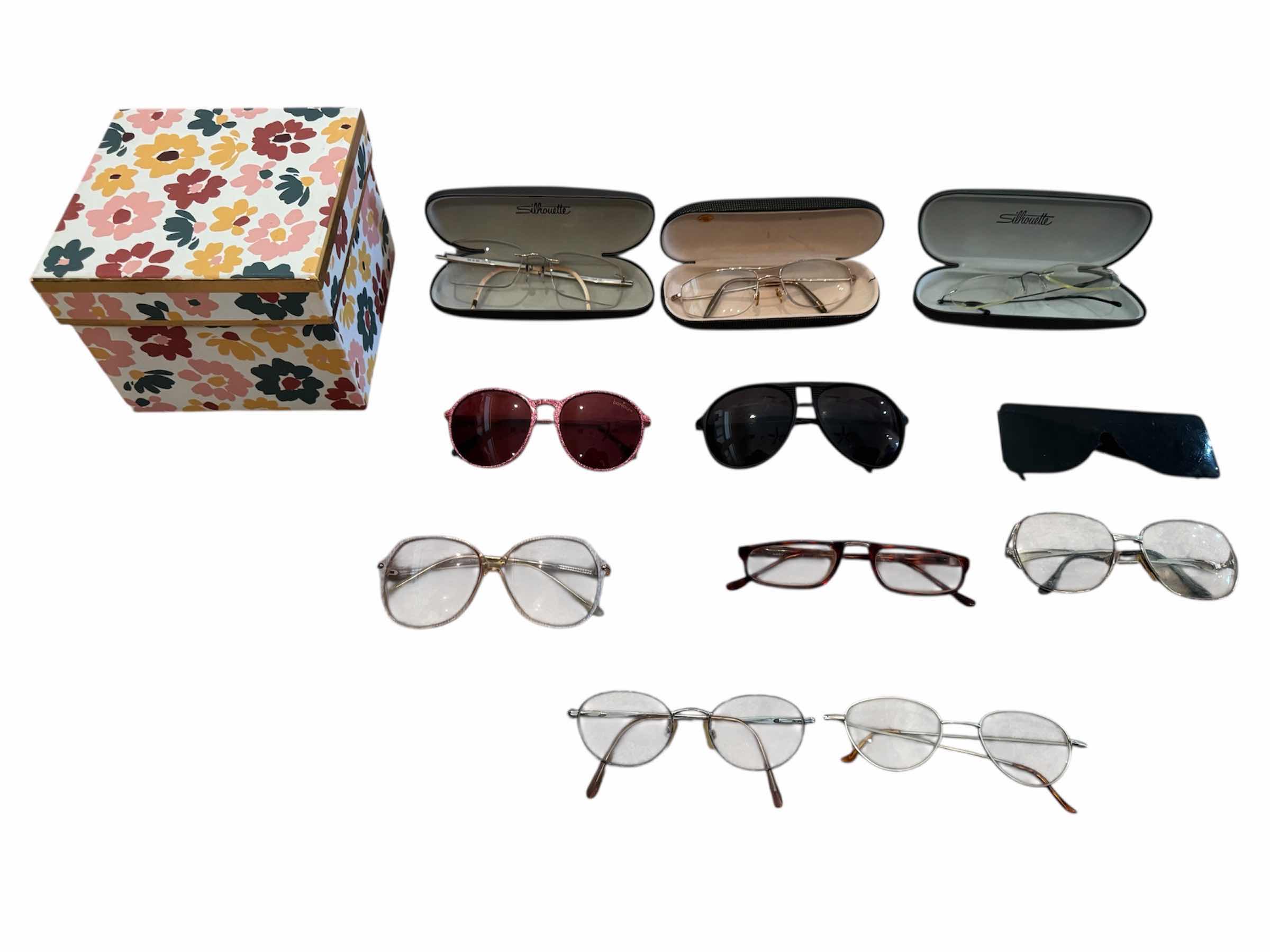 Photo 1 of 60
11-ASSORTED SUNGLASSES AND GLASSES, REEDERS, AND STORAGE BOX

H6” AND SMALLER