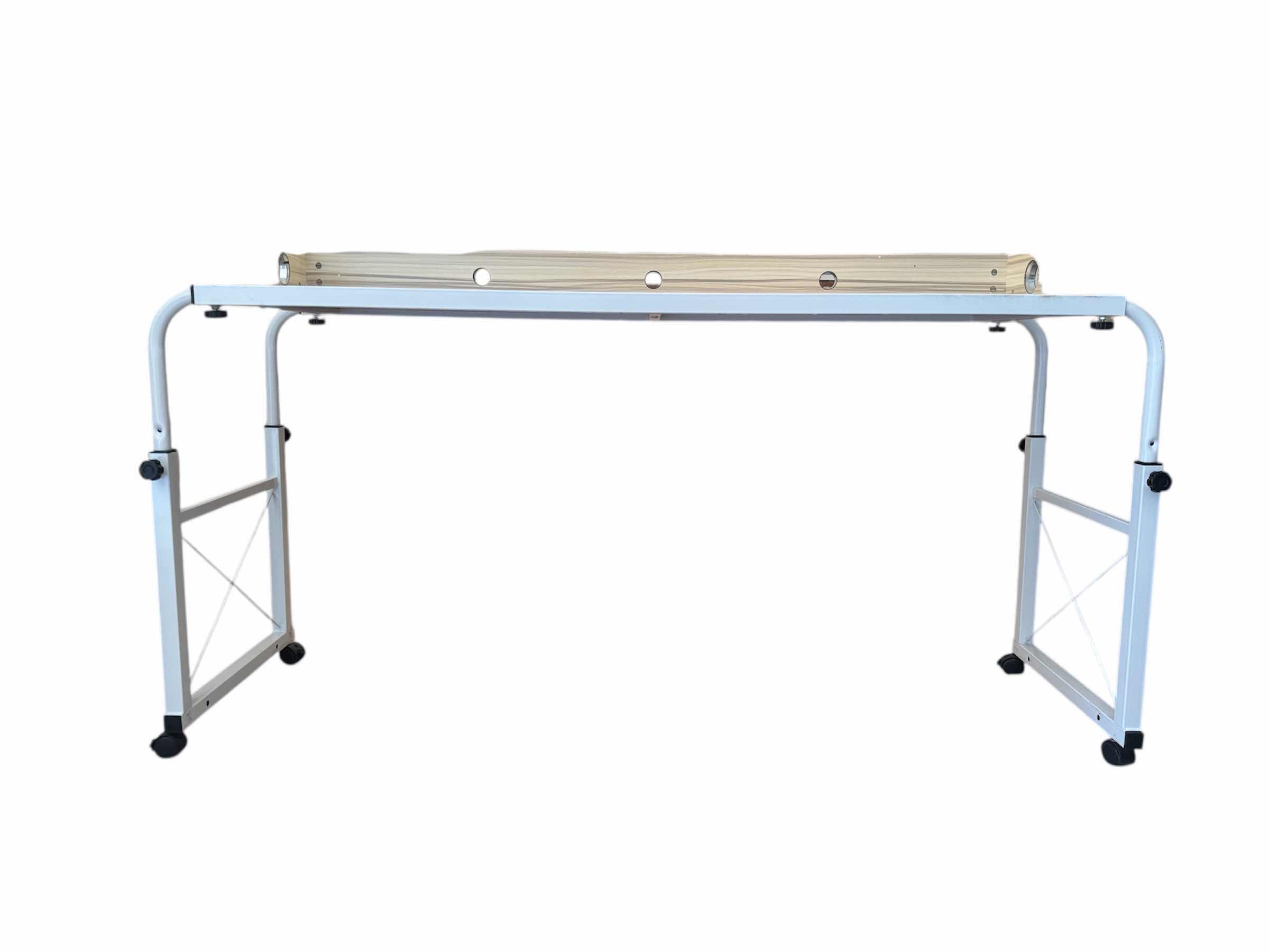 Photo 2 of 85
WHITE MOBILE STANDING DESK WOOD/METAL, OVER THE BED TABLE, CRAFTING TABLE

20” X 61.5” X H34”