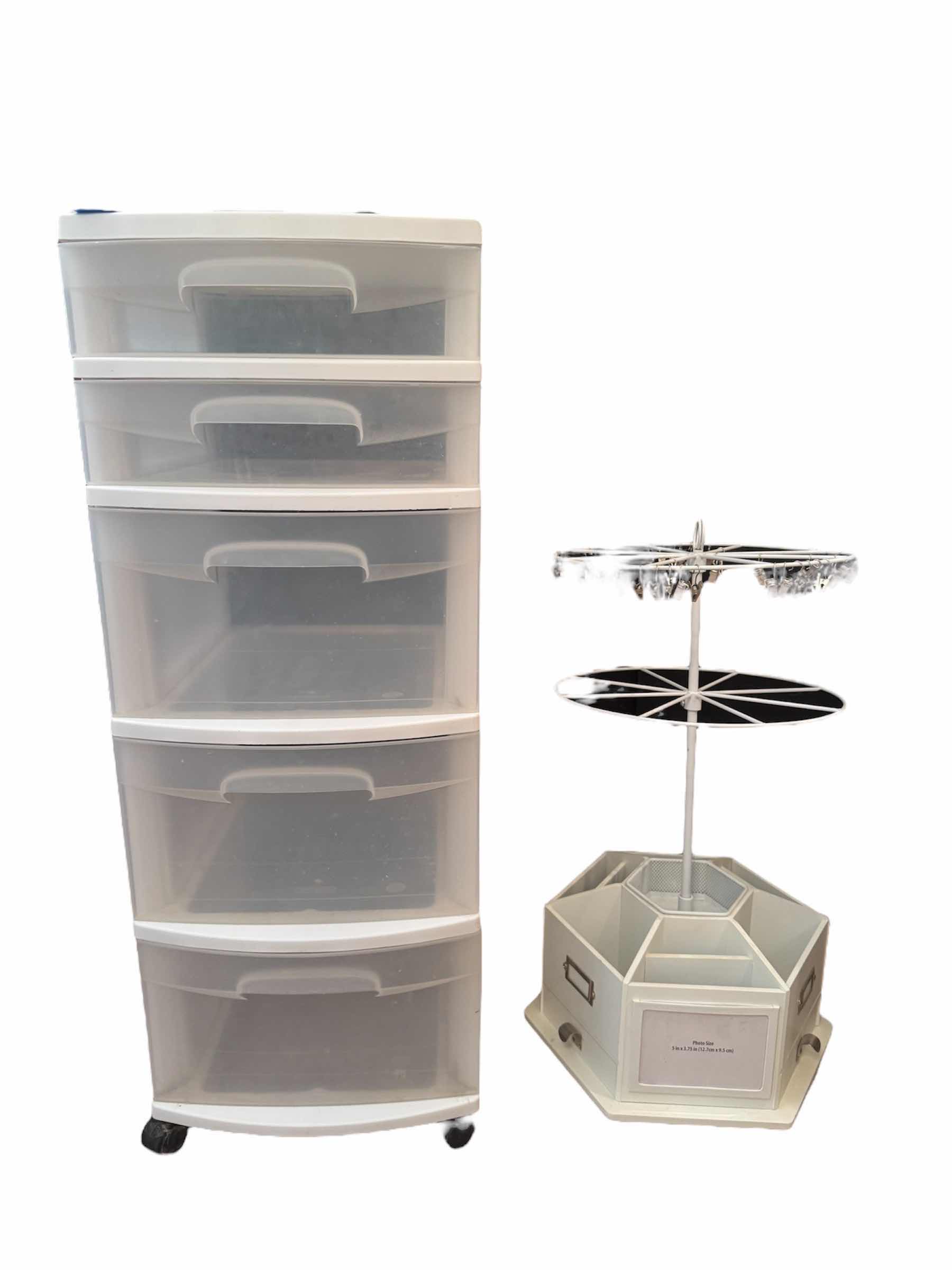 Photo 1 of 45
WHITE STORAGE CONTAINER WITH DRAWERS AND WHITE WOODEN/METAL CRAFT ORGANIZER, OFFICE ESSENTIALS,

H33” AND SMALLER