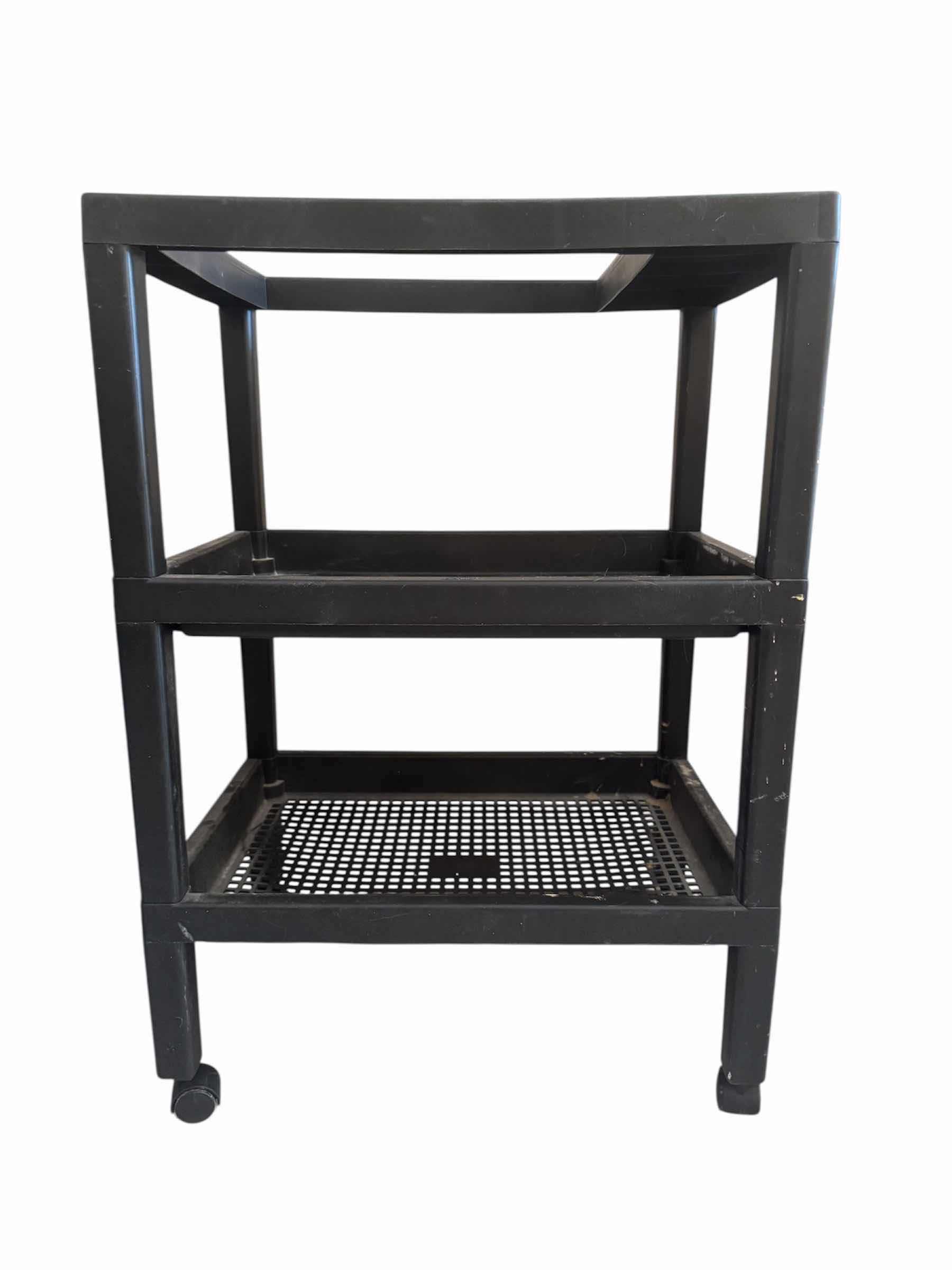 Photo 1 of 40
BLACK METAL CABINET AND BLACK ROLLING SHELF

H27” AND SMALLER
