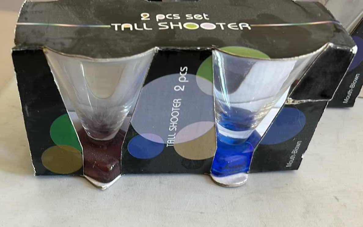 Photo 1 of 6- TALL SHOOTERS 4 PORCELAIN BUTTERFLY PLATES 6 OUTDOOR WINE GLASSES FLORAL SEVEN FLOWER ARRANGER