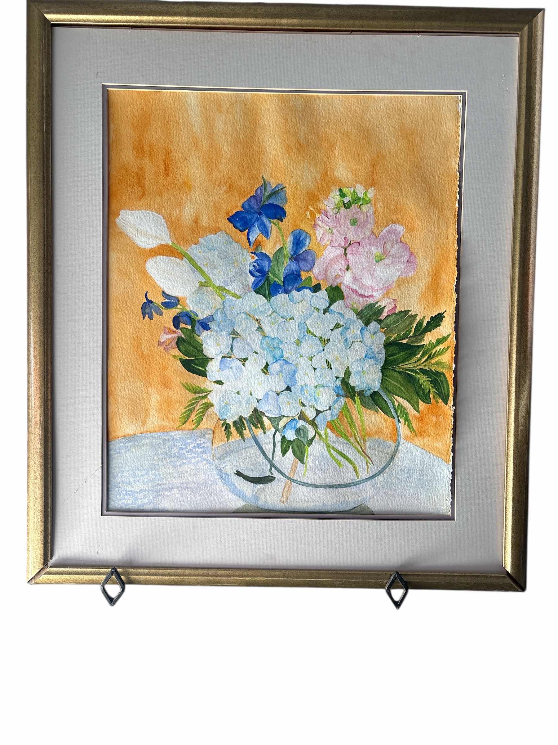 Photo 1 of FRAMED HANDPAINTED WATERCOLOR FLORAL ART 28”X2”X33”H