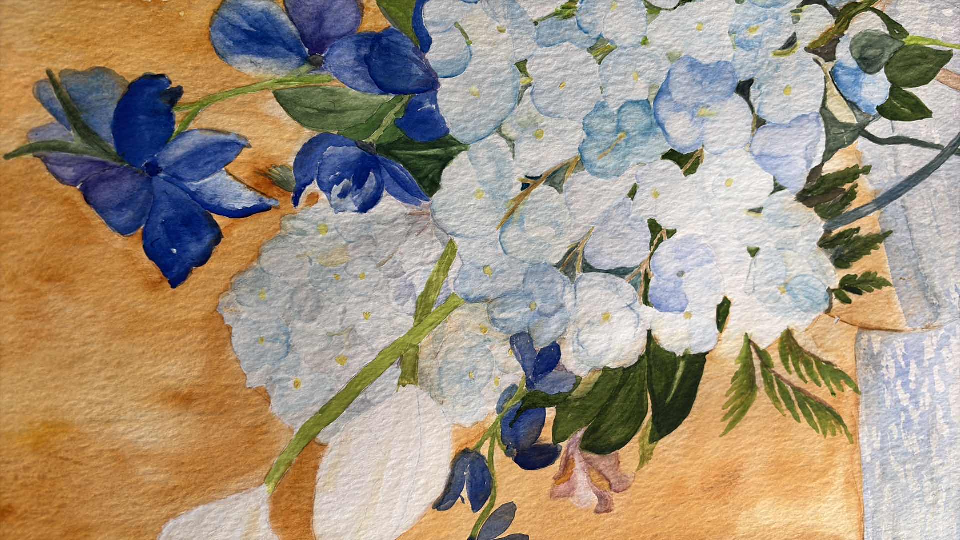 Photo 1 of FRAMED HANDPAINTED WATERCOLOR FLORAL ART 28”X2”X33”H