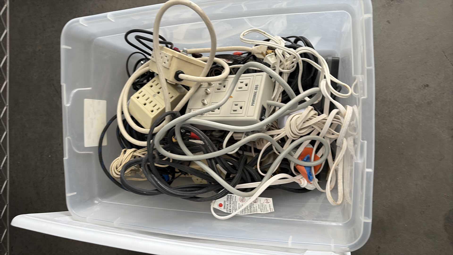 Photo 1 of BOX OF EXTENSION CORDS POWER SUPPLIES