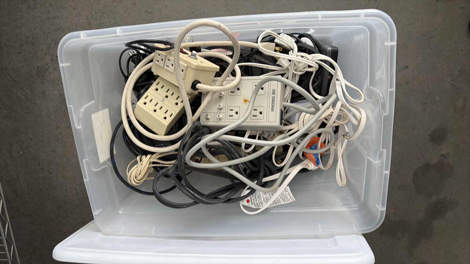 Photo 1 of BOX OF EXTENSION CORDS POWER SUPPLIES
