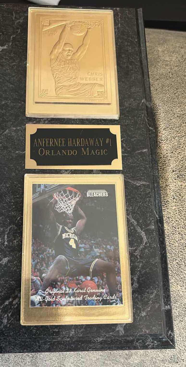 View 2 of SIGNED ANFERNEE HARDAWAY #1 ORLANDO MAGIC PLAQUE 16”X12”H