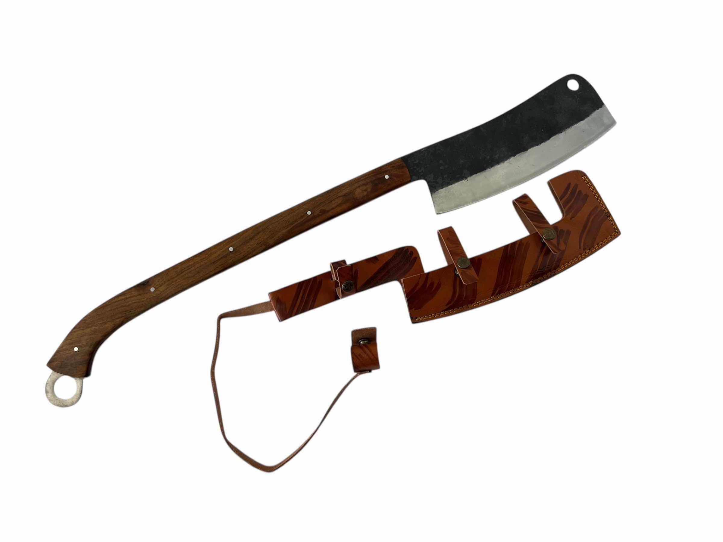 Photo 1 of 30” TWO HANDED WOODEN HANDLE CLEAVER KNIFE