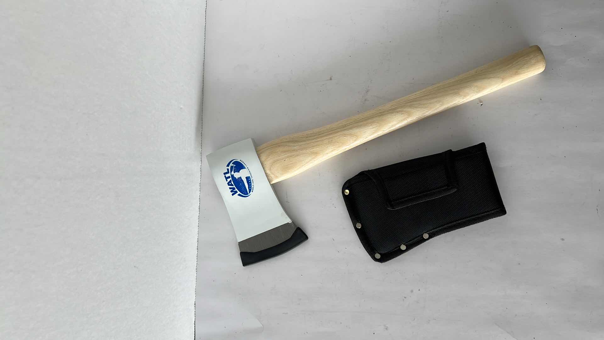 Photo 1 of WATL (WORLD AXE THROWING LEAGUE) THROWING AXE WITH SHEATH 3 3/4” BLADE 16” TOTAL LENGTH