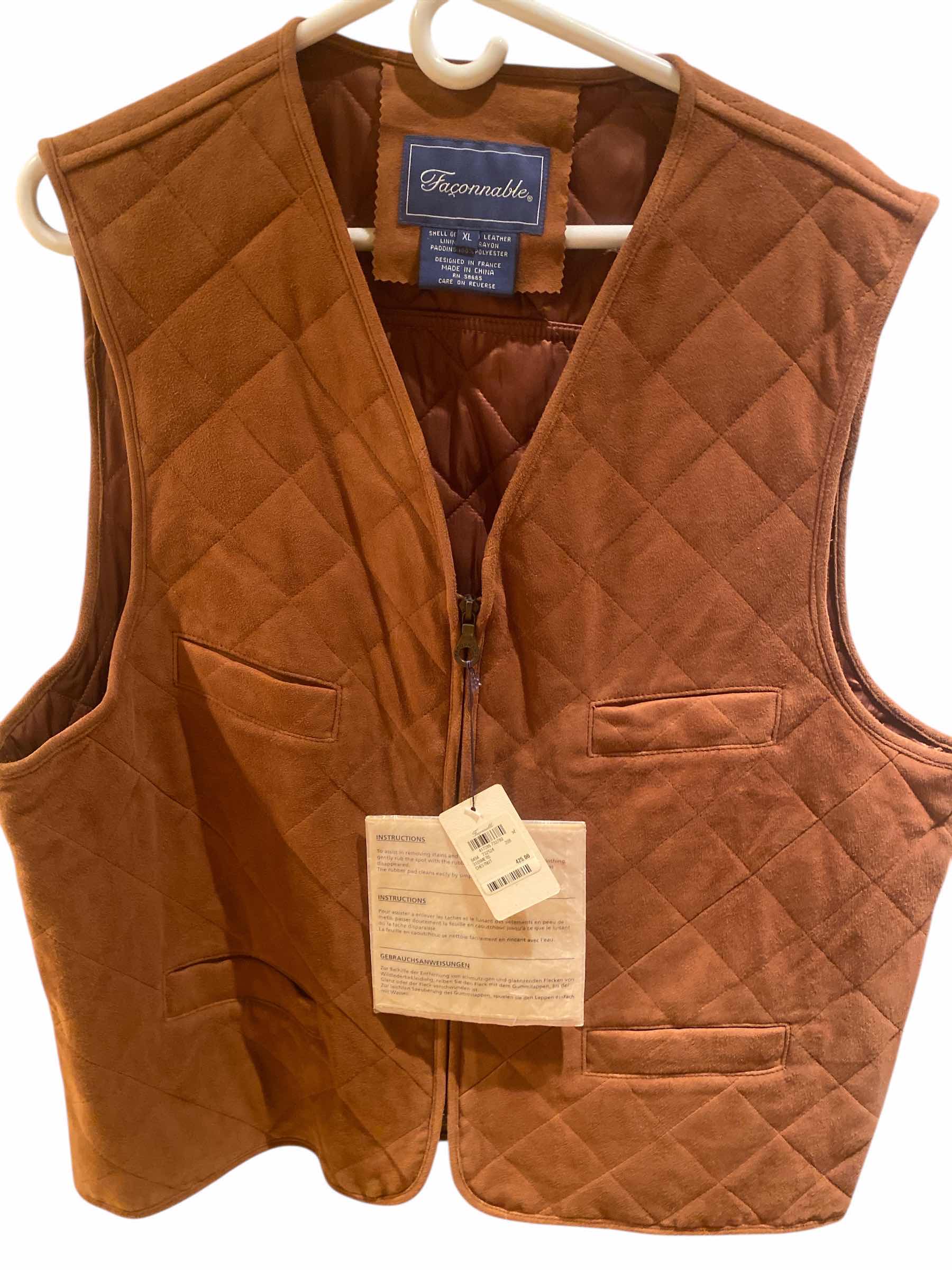 Photo 1 of NEW FACONNABLE SUEDE VEST MENS SIZE XL