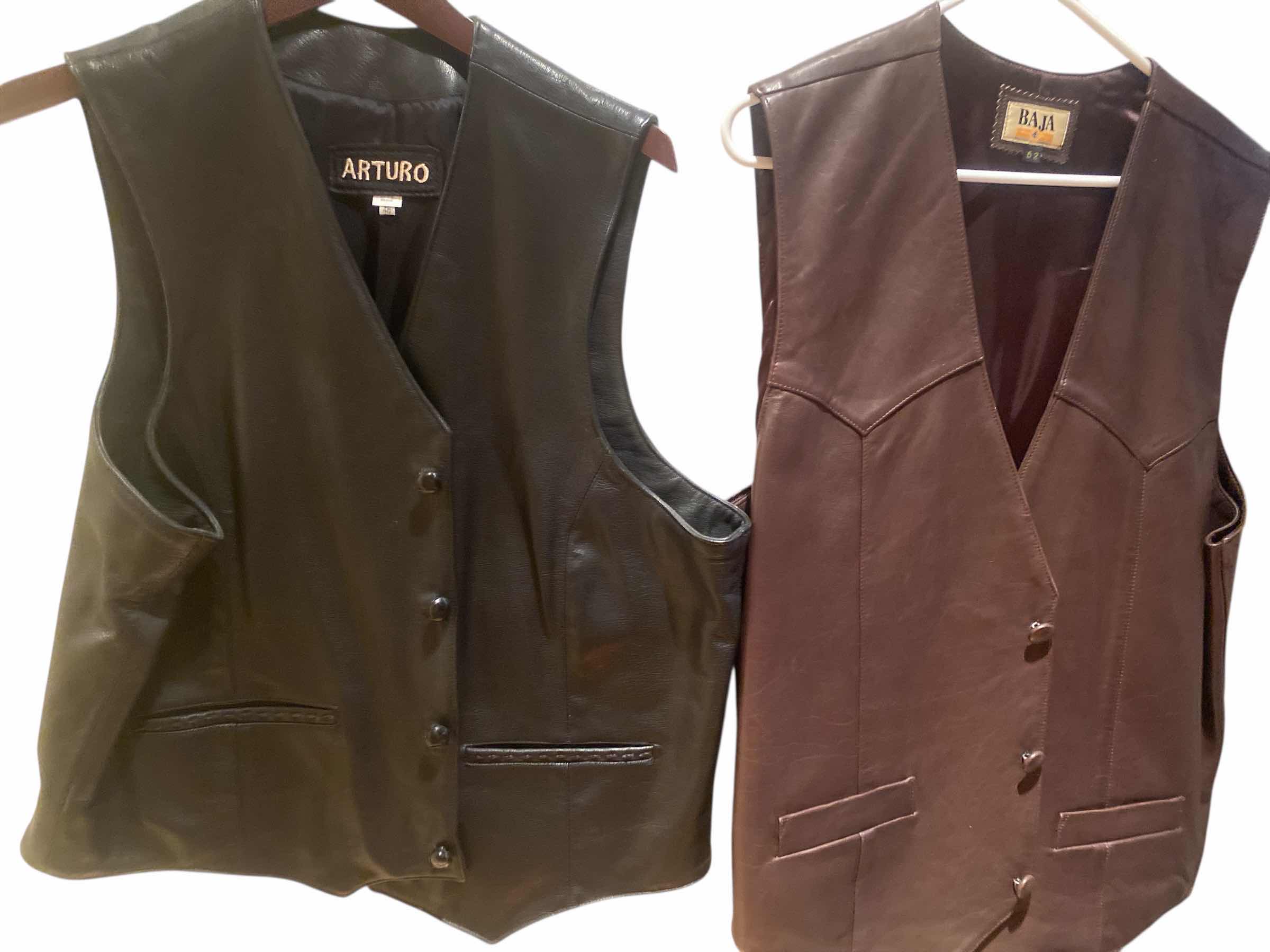 Photo 1 of 2 - ARTURO & BAJA LEATHER VESTS MENS SIZE 48 & 52