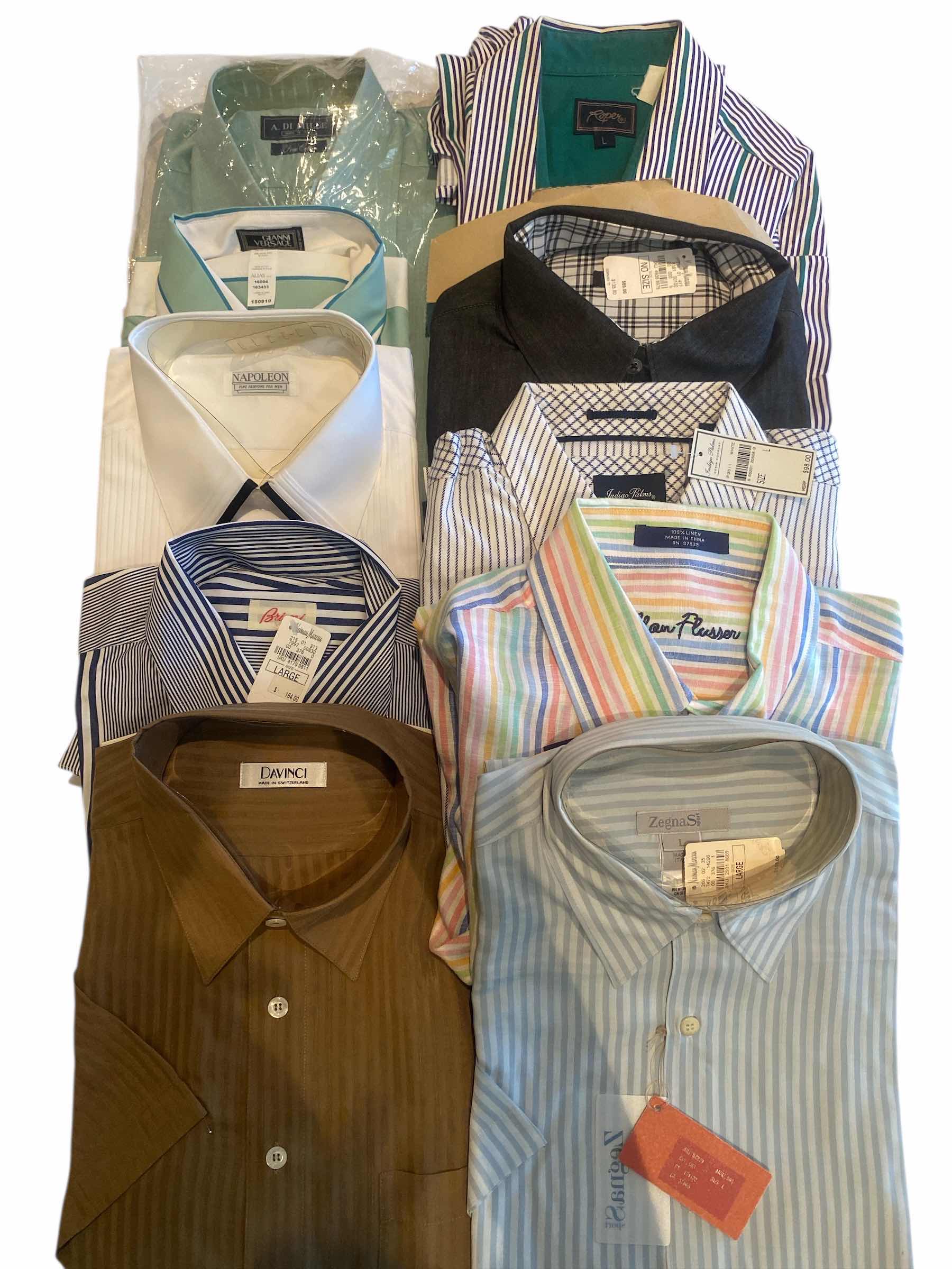 Photo 1 of 10 - DESIGNER LONG SLEEVE BUTTON DOWN MEN’S SHIRTS SIZE L (MOST ARE NEW)
