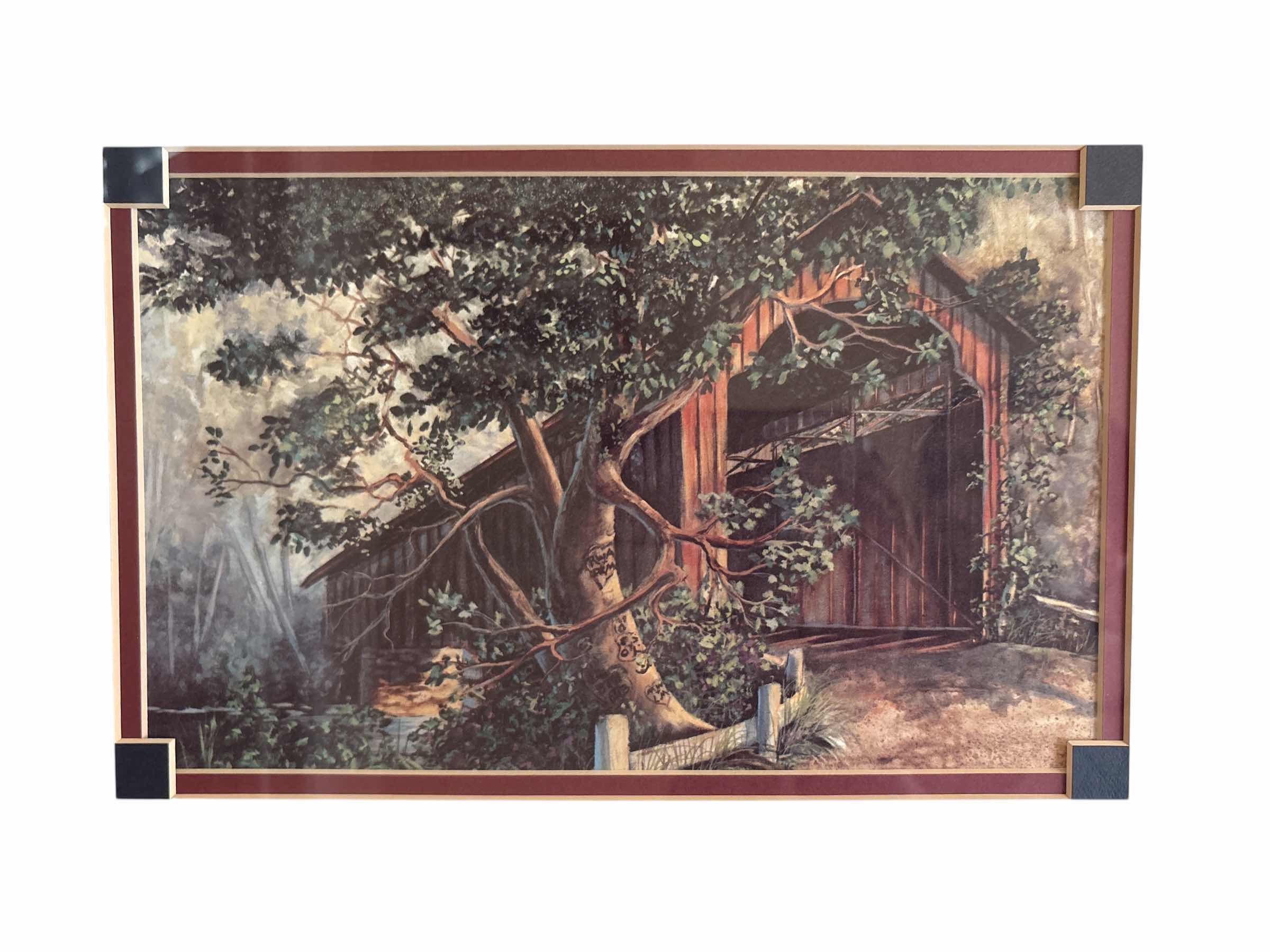 Photo 1 of (2)PCS FRAMED ARTWORK COVERED BRIDGES 19.5”X15.5”