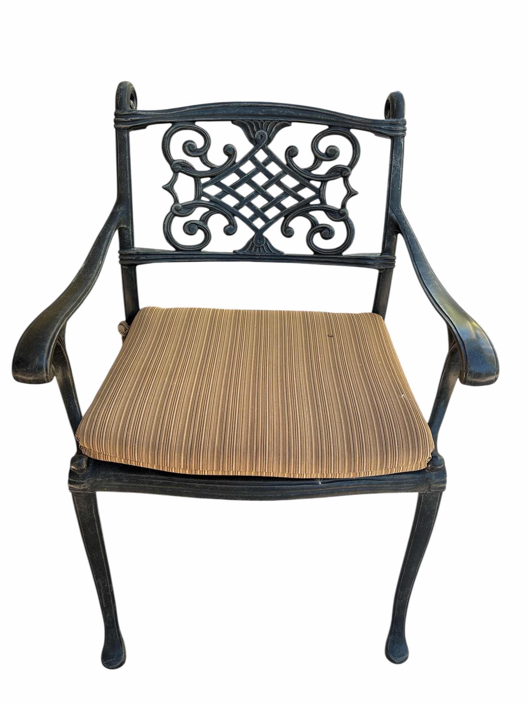 Photo 1 of 48” CAST ALUMINUM OUTDOOR PATIO SET TABLE WITH FOUR CHAIRS H30” EST VALUE $490