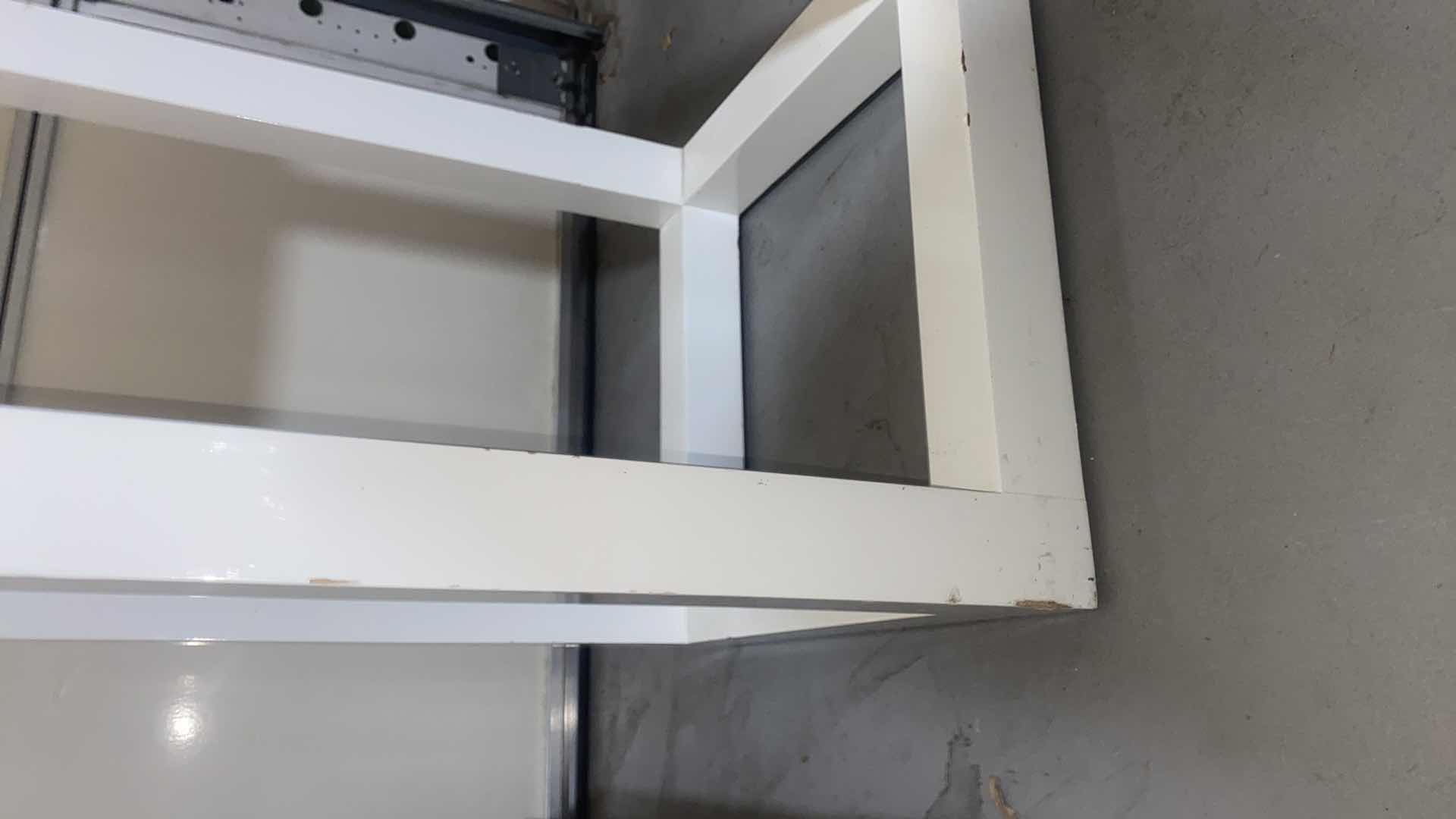 Photo 1 of WHITE WOOD W/LACQUER PLINTH DISPLAY STAND/PEDESTAL FROM WYNN LAS VEGAS 15 3/4“ X 36 1/2“ (2 available each sold separately)