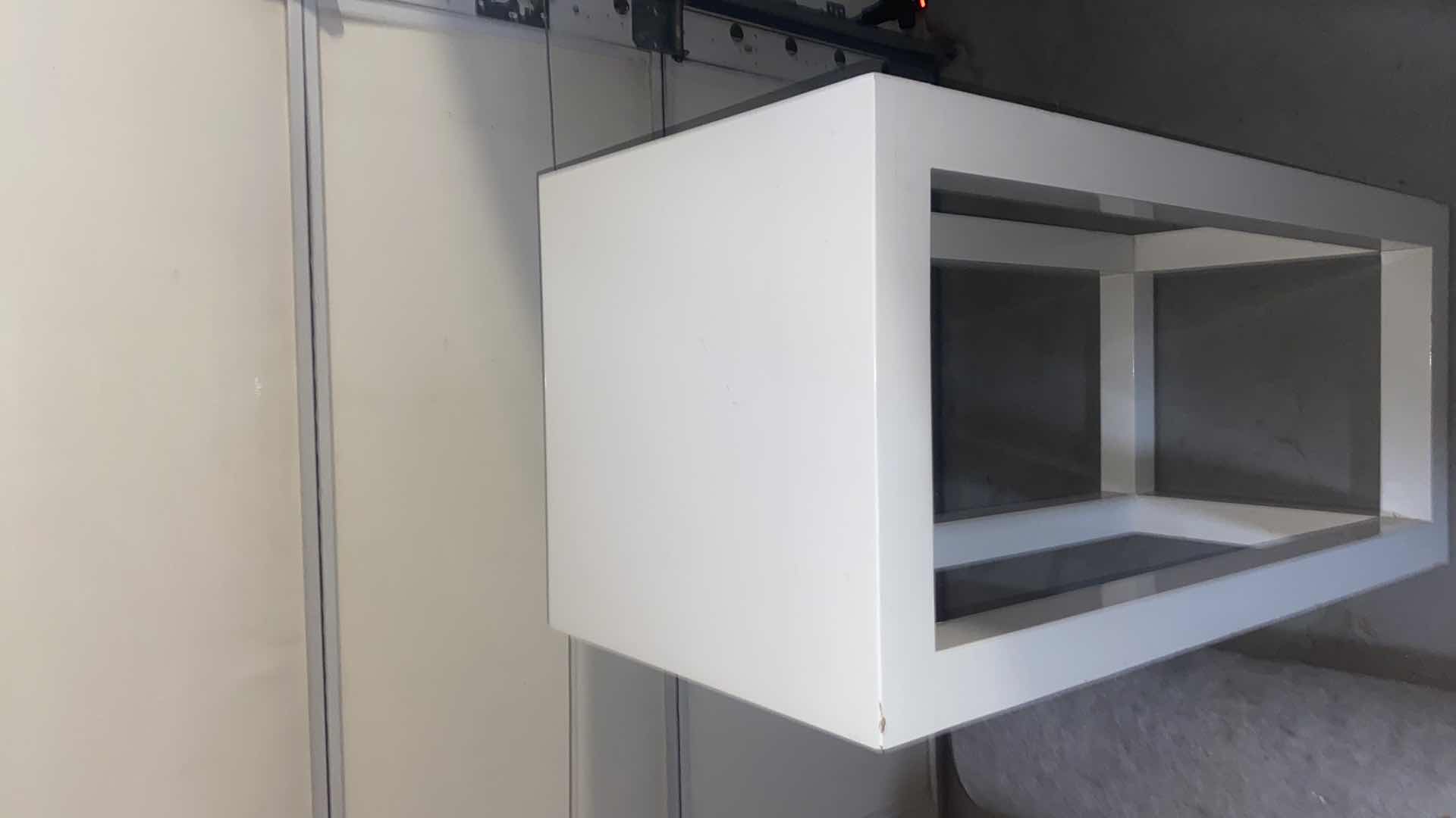 Photo 1 of WHITE WOOD W/LACQUER PLINTH DISPLAY STAND/PEDESTAL FROM WYNN LAS VEGAS 15 3/4“ X 36 1/2“ (2 available each sold separately)