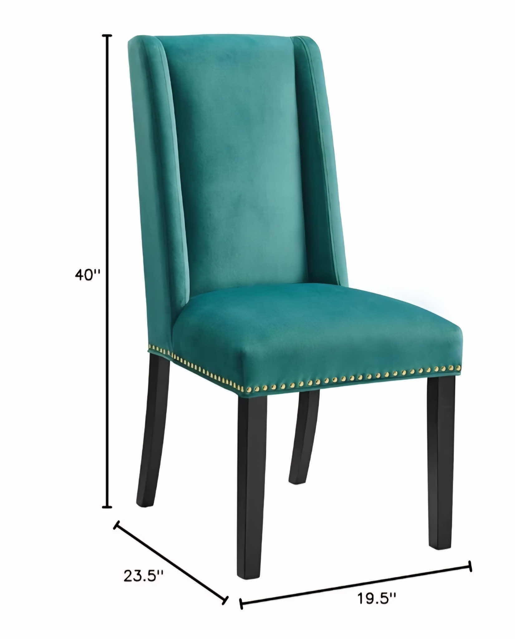 Photo 1 of NEW PAIR OF MODWAY PERFORMANCE VELVET TEAL DINING CHAIRS WITH SILVER TRIM