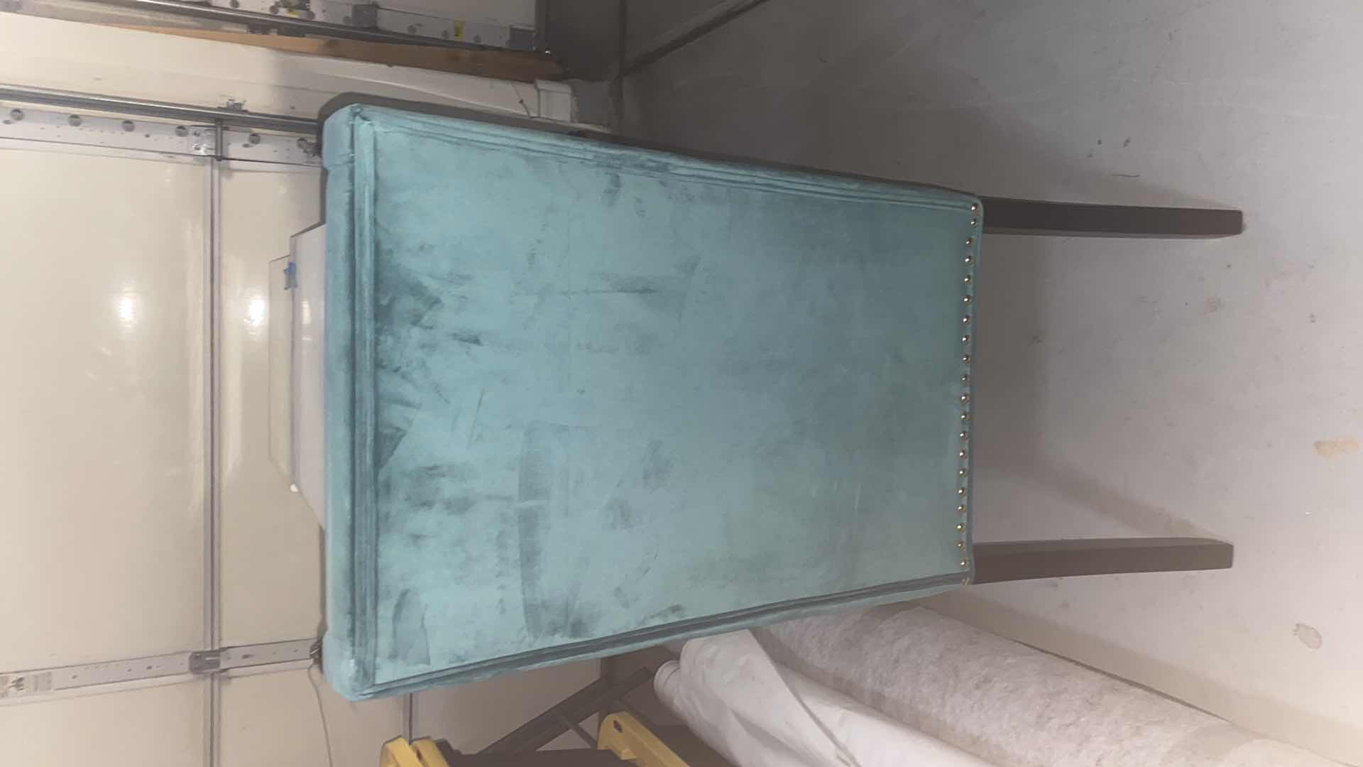 Photo 1 of NEW PAIR OF MODWAY PERFORMANCE VELVET TEAL DINING CHAIRS WITH SILVER TRIM