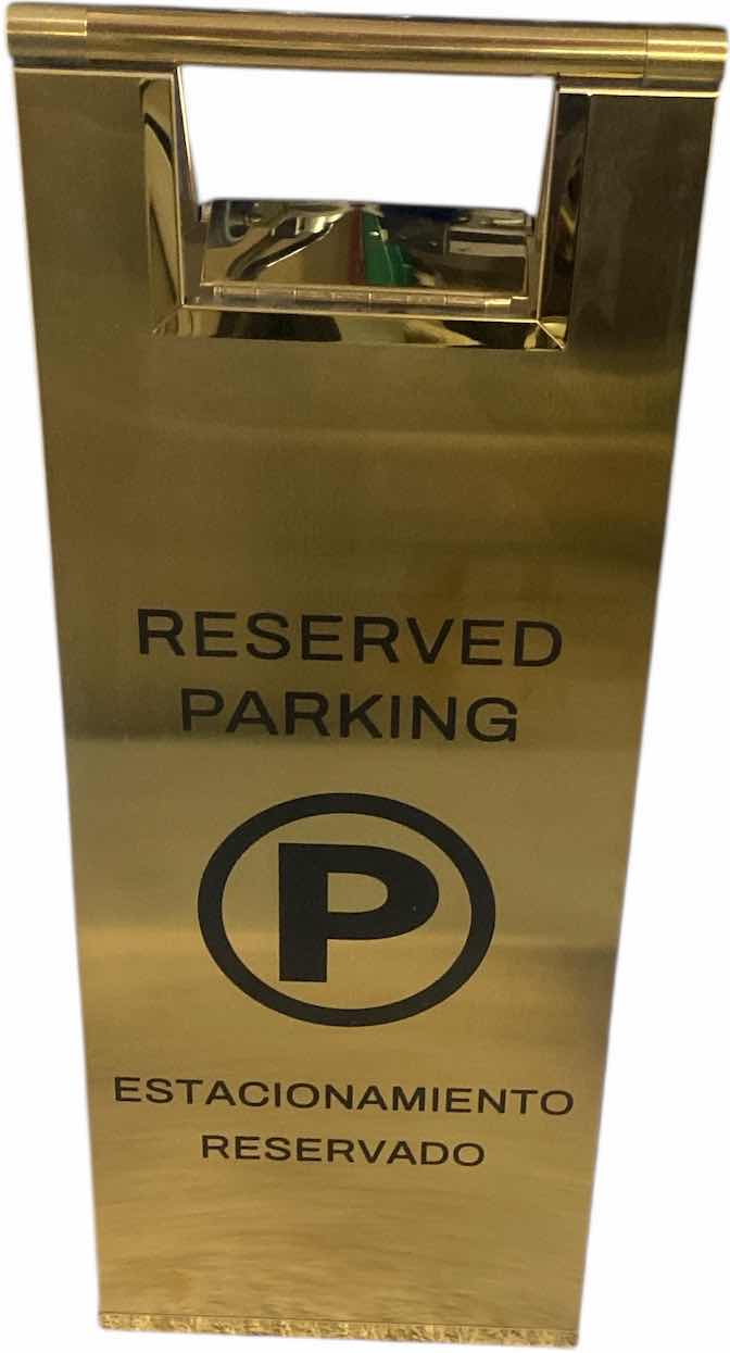 Photo 1 of FOLDABLE GOLD HEAVY ALUMINUM RESERVED PARKING BILINGUAL SIGN 8 3/4“ x 23“ (2 AVAILABLE EACH SOLD SEPARATELY)