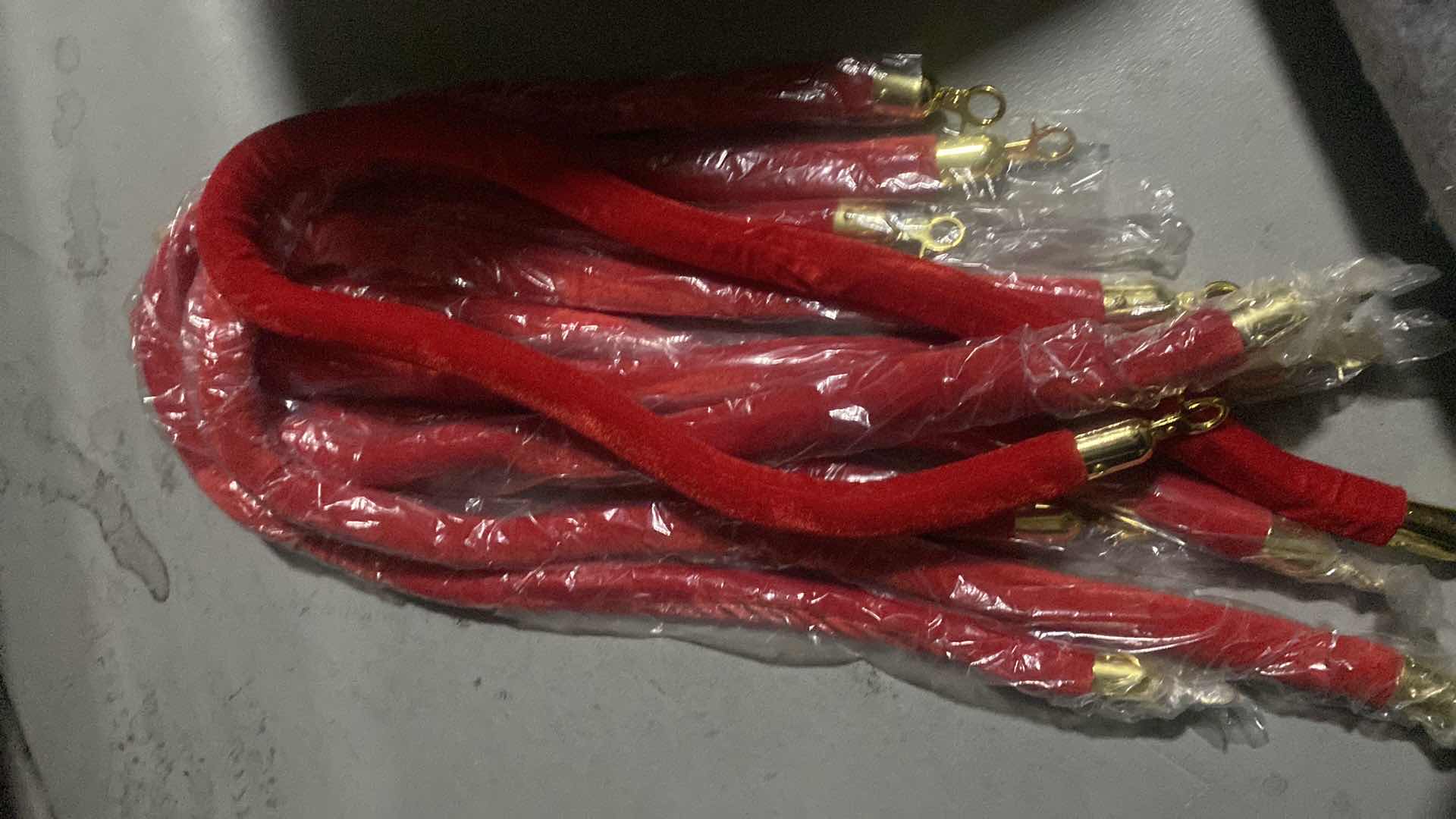 Photo 1 of 6 - NEW RED & GOLD VELVET CROWD CONTROL ROPES FOR STANCIONS 5’