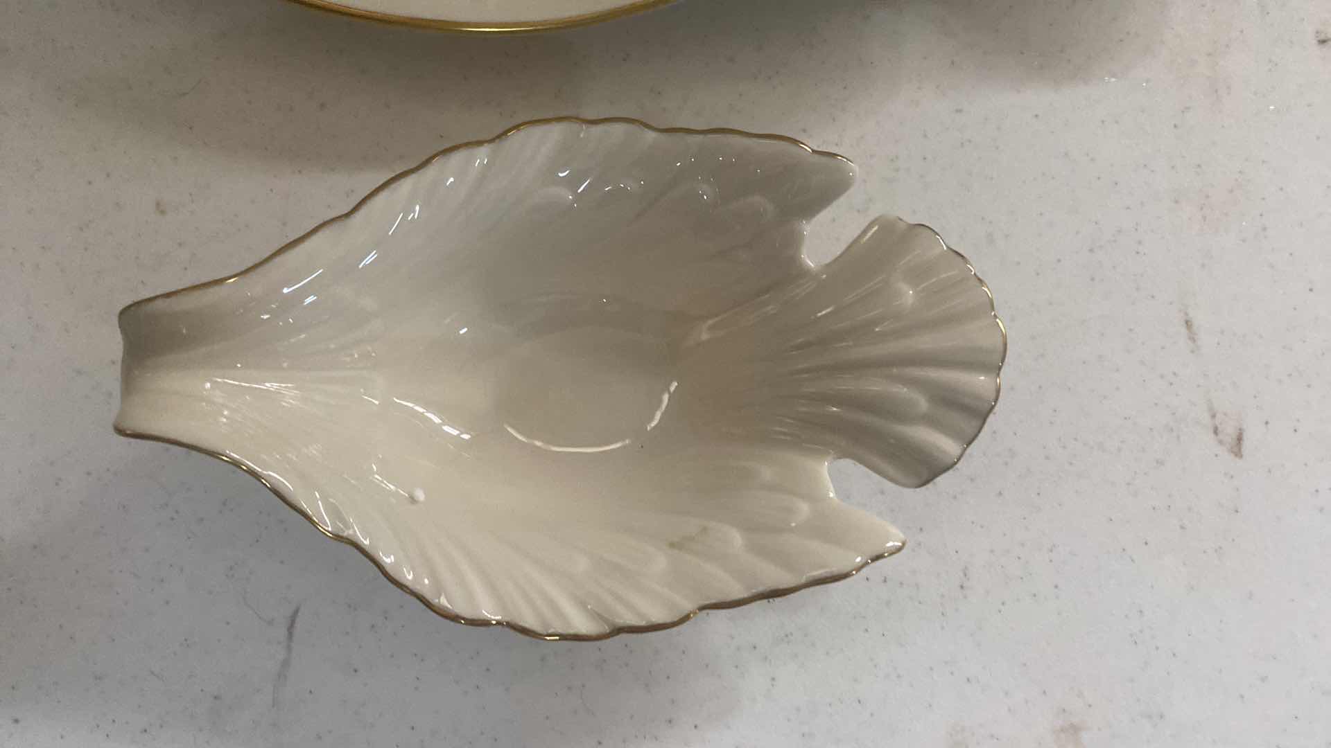 Photo 1 of VINTAGE LENOX IVORY & GOLD FISH SERVING PLATE  17” & BIWL 8”