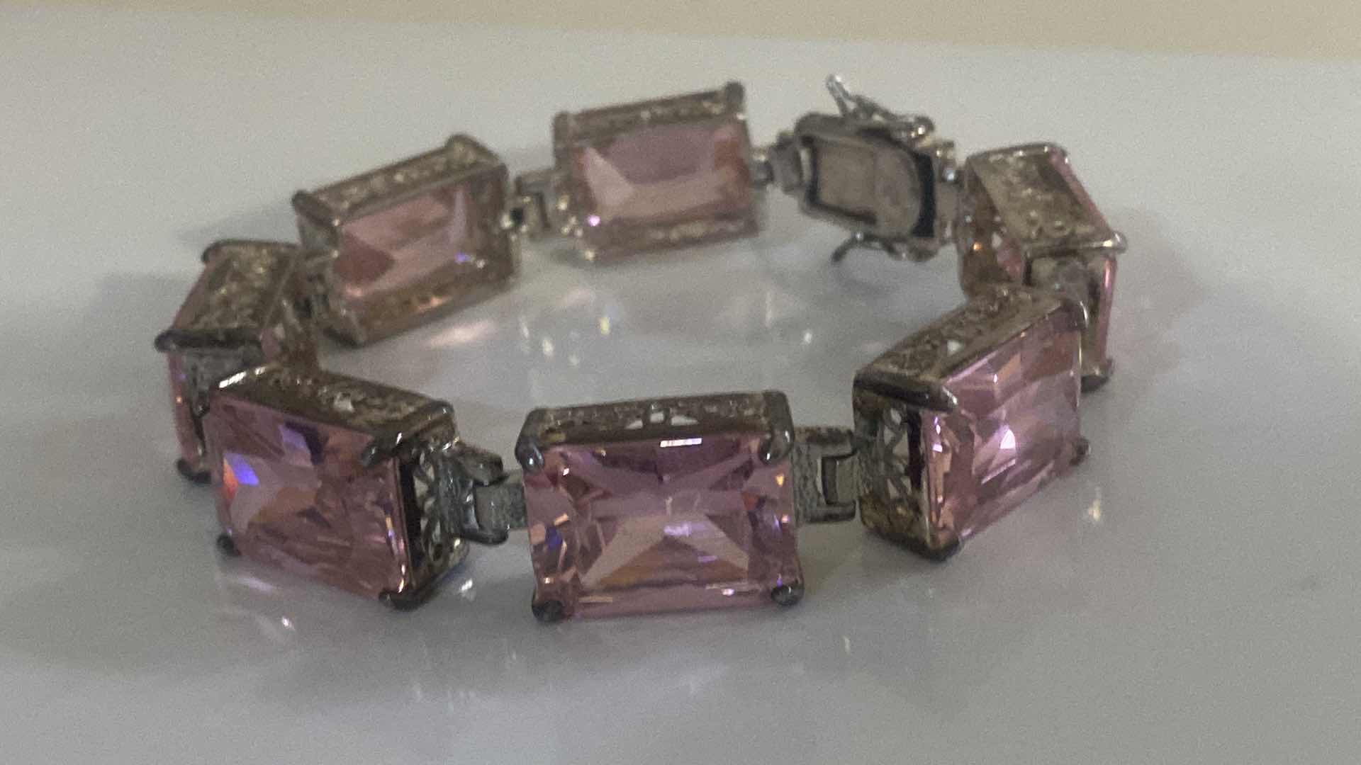 Photo 1 of VINTAGE PINK STONE BRACELET 1/2” X 7 1/2”