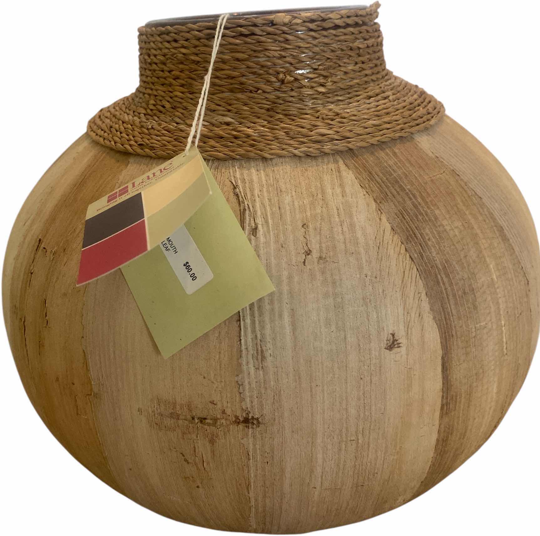 Photo 1 of LANE SMALL MOUTHED BANANA LEAF ON CLAY VASE 12” X 11”