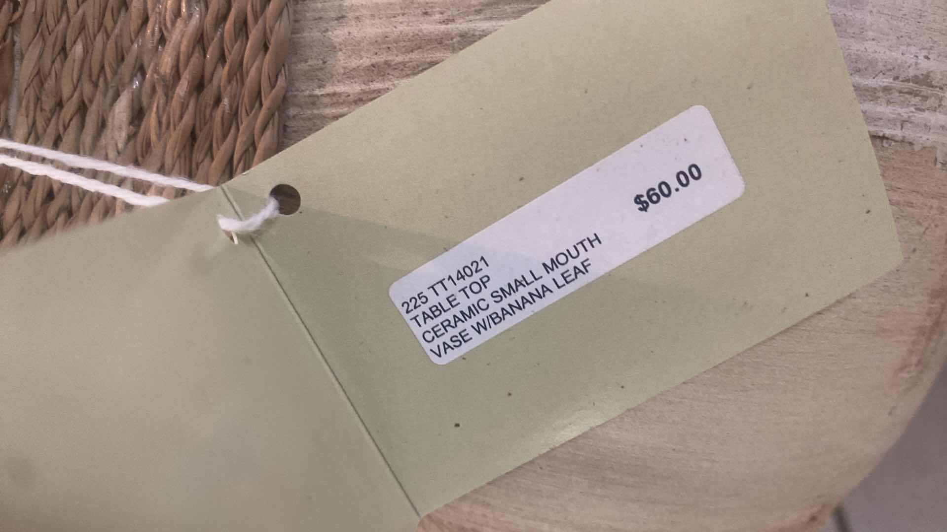 Photo 1 of LANE SMALL MOUTHED BANANA LEAF ON CLAY VASE 12” X 11”