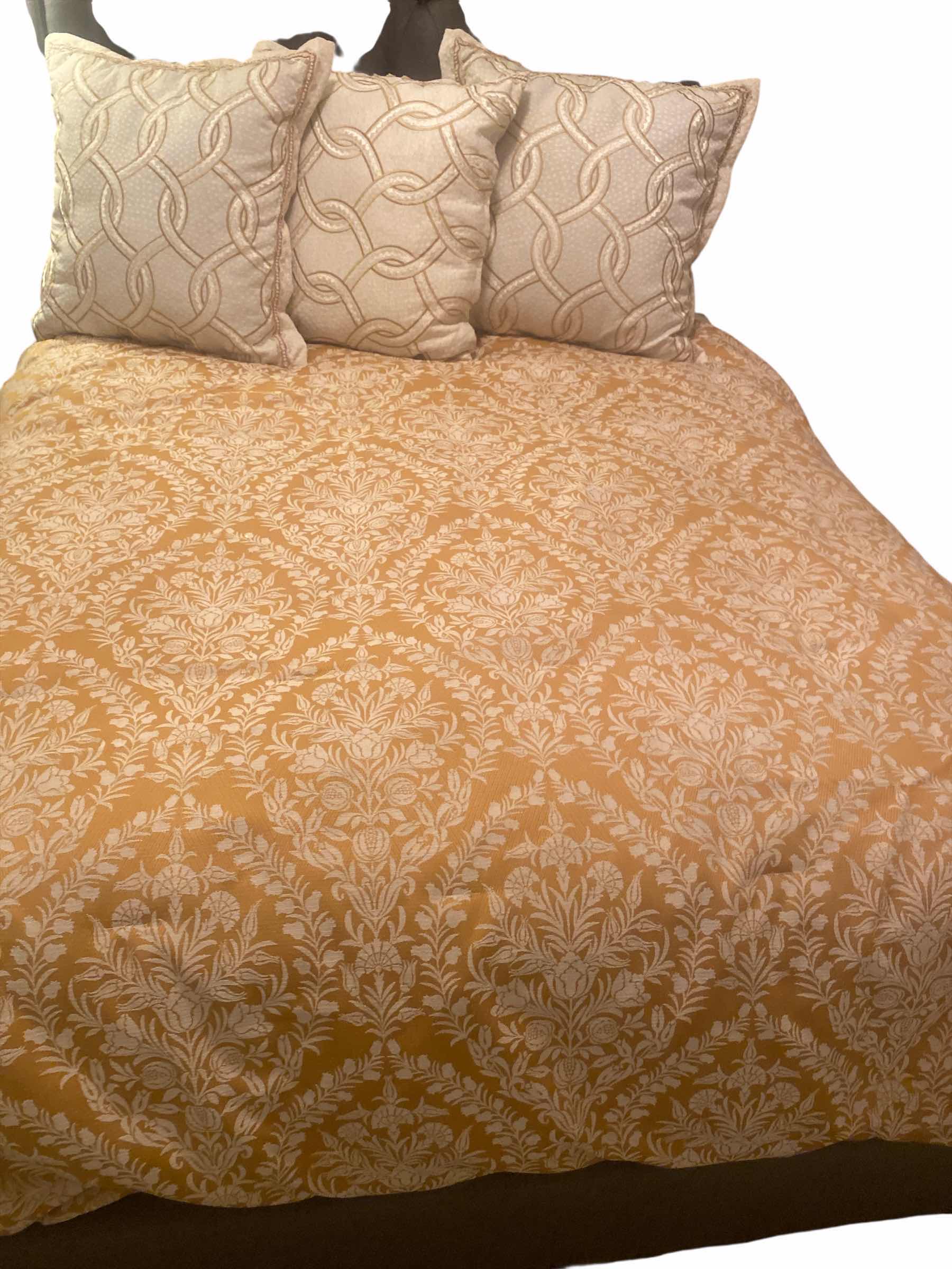 Photo 1 of ROSE TREE GOLD & CHAMPAGNE QUEEN COMFORTER WITH 3 EURO PILLOW SHAMS (INSERTS NOT INCLUDED)