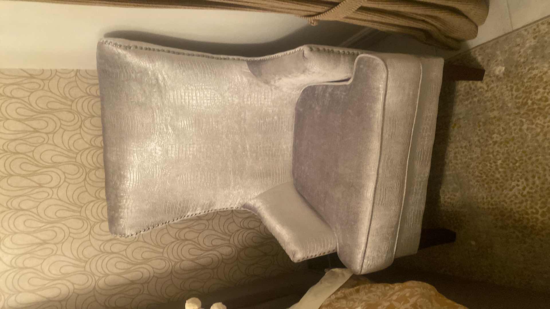 Photo 1 of SILVER ALLIGATOR PRINT WING BACK CHAIR WITH SILVER STUD DETAIL