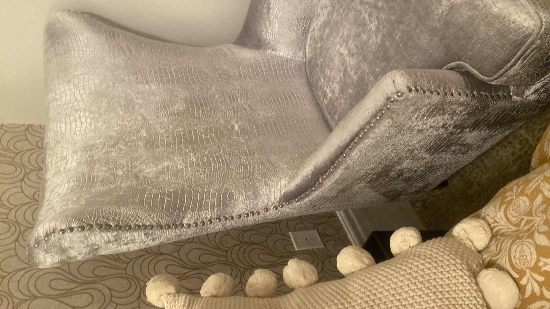 Photo 1 of SILVER ALLIGATOR PRINT WING BACK CHAIR WITH SILVER STUD DETAIL