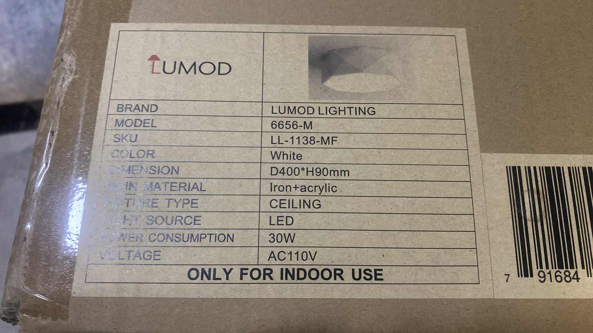 Photo 1 of NEW LUMID AVA WHITE PENTAGON STYLE LED CEILING LIGHT 16” X 3.6” LL-1138-MF