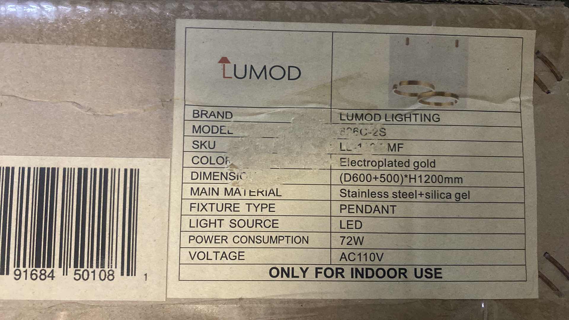 Photo 1 of NEW LUMOD ISABELLA SLEEK GOLD LED HANGING 2 RING CHANDELIER DIAMETER 24” & 20” LL-1107-MF