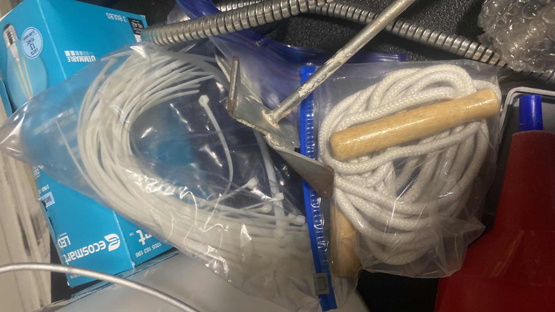 Photo 1 of ASSORTED HOUSEHOLD GARAGE ITEMS IN BUCKET