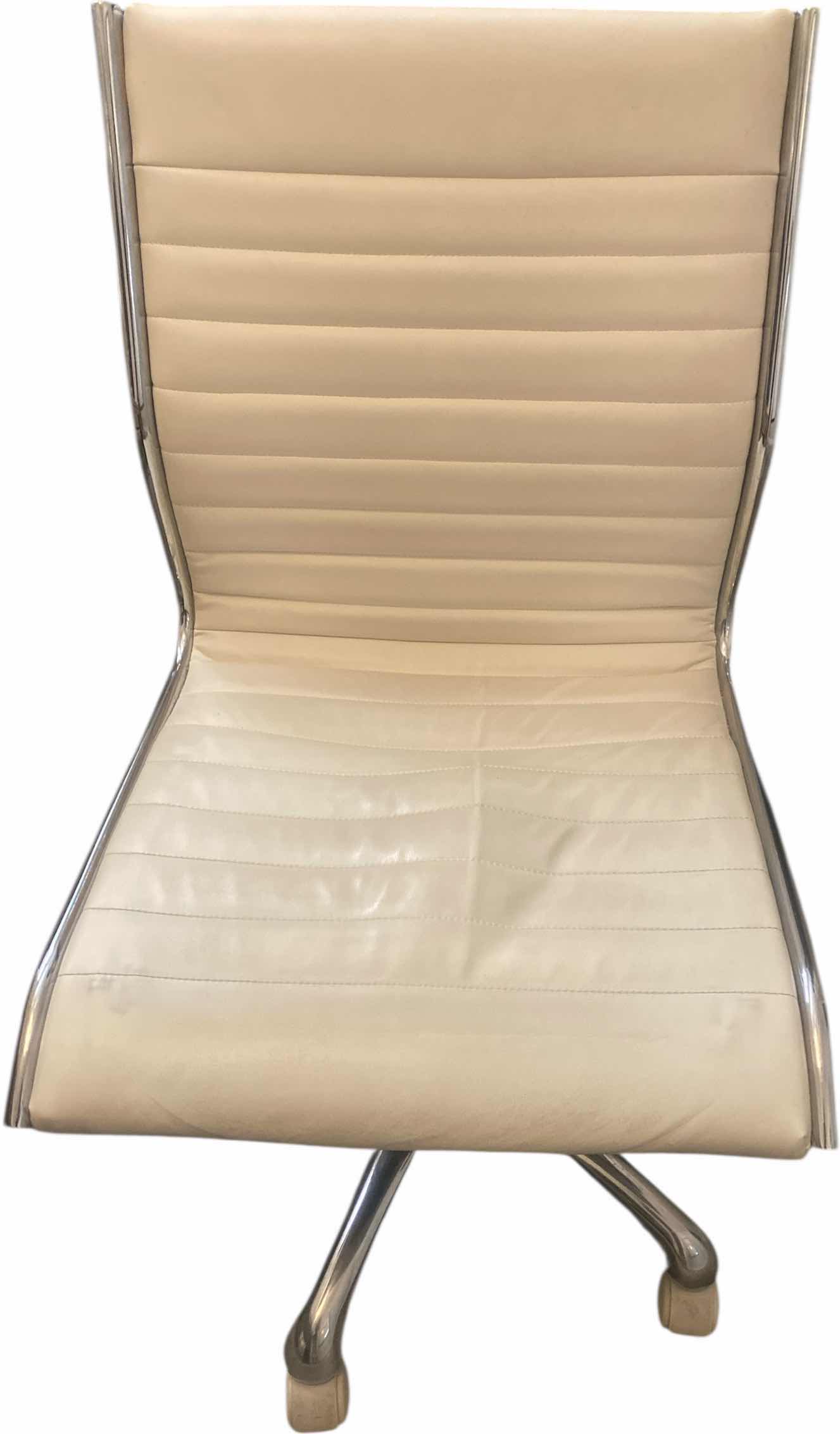 Photo 1 of EURO STYLE MODERN OFF WHITE ADJUSTABLE DESK CHAIR WITH CHROME TRIM & LEGS