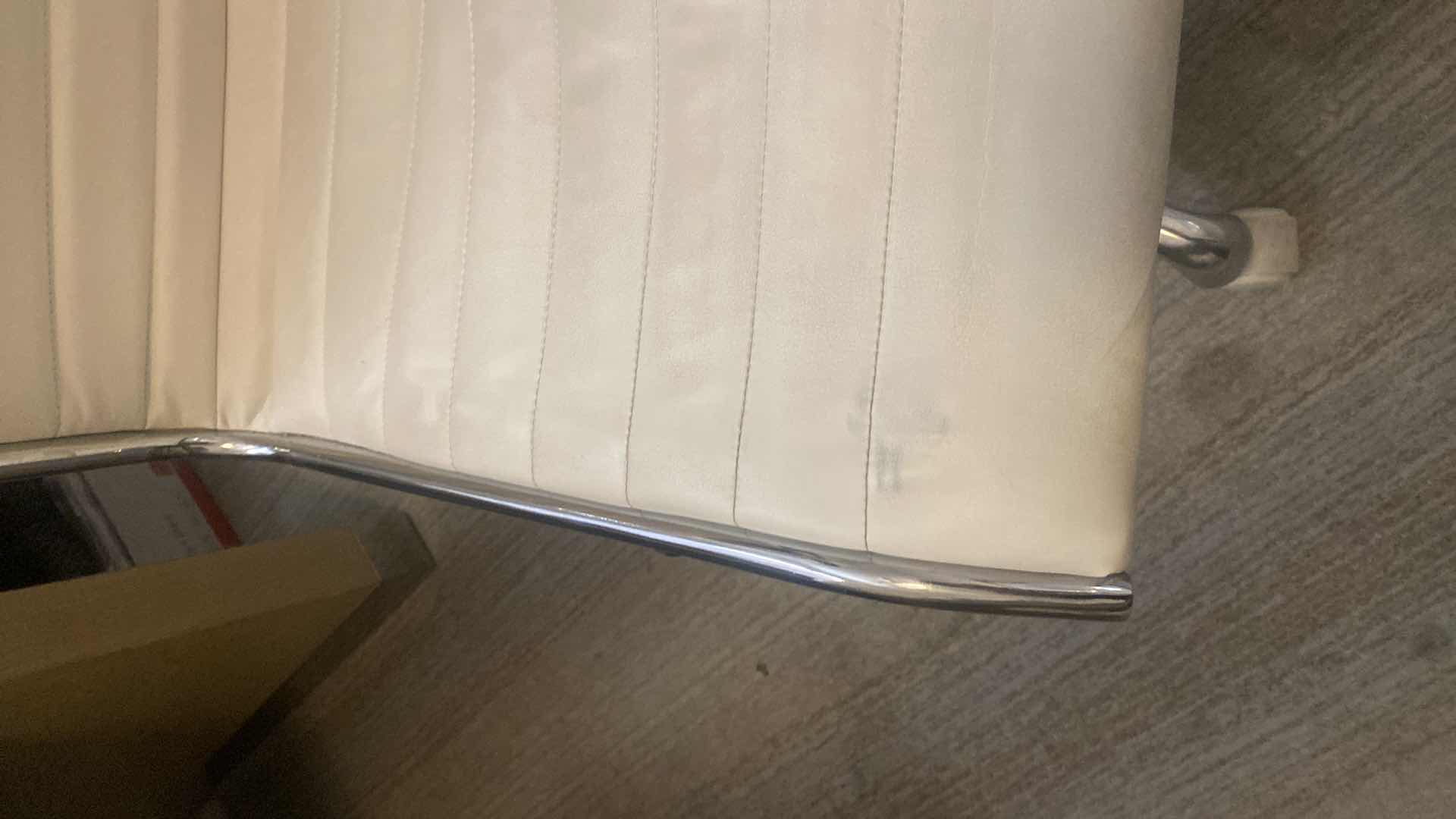 Photo 1 of EURO STYLE MODERN OFF WHITE ADJUSTABLE DESK CHAIR WITH CHROME TRIM & LEGS